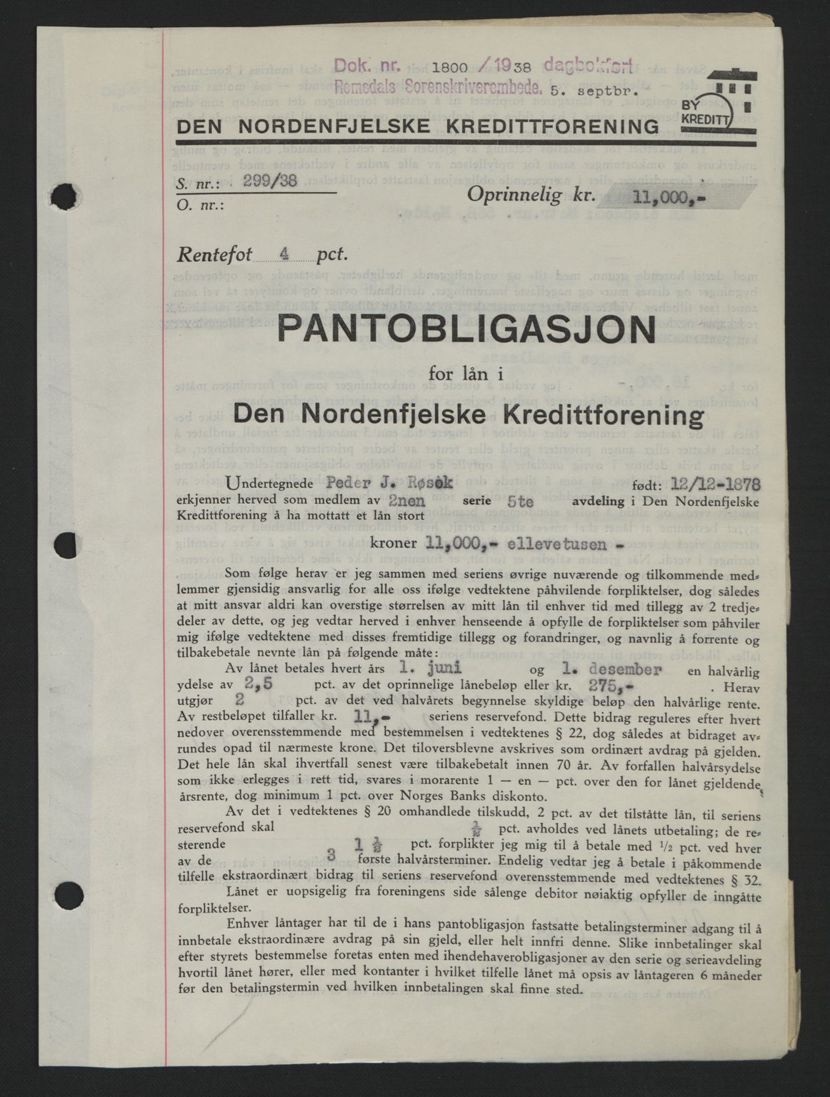 Romsdal sorenskriveri, SAT/A-4149/1/2/2C: Pantebok nr. B1, 1936-1939, Dagboknr: 1800/1938