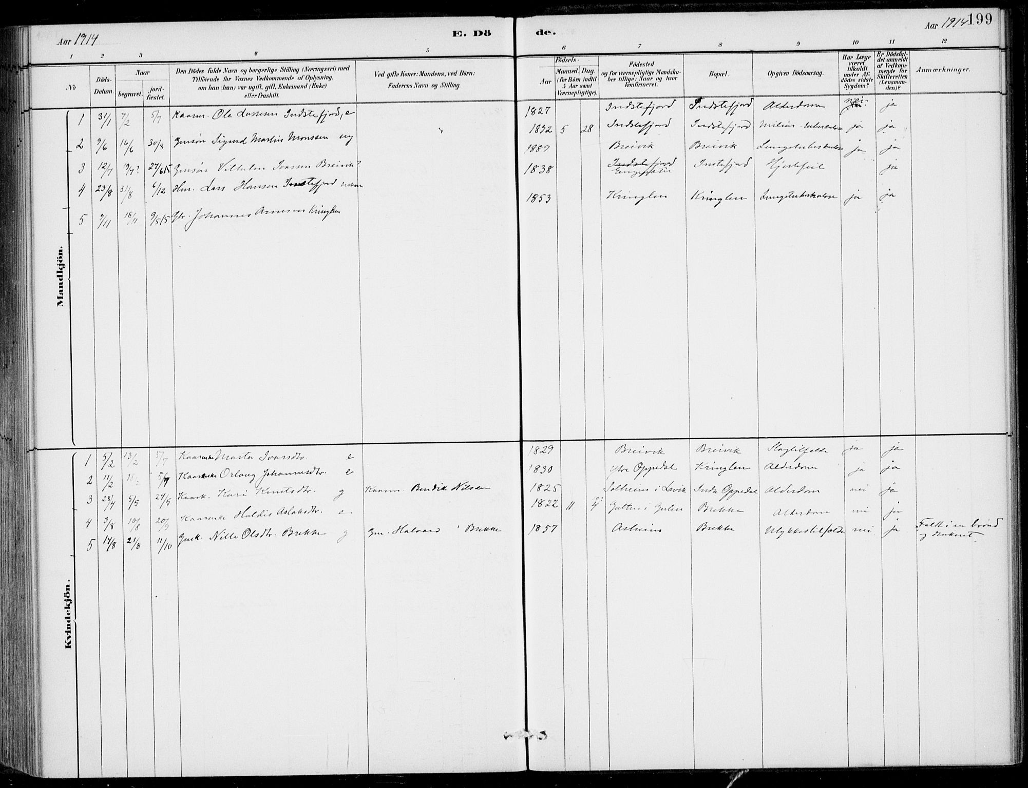 Gulen sokneprestembete, AV/SAB-A-80201/H/Haa/Haac/L0002: Ministerialbok nr. C  2, 1882-1914, s. 199