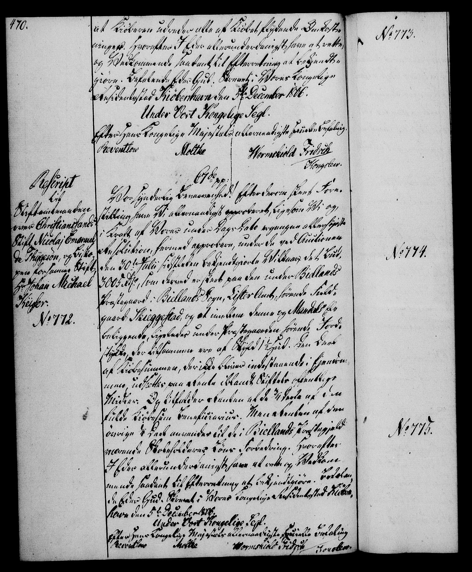 Rentekammeret, Kammerkanselliet, RA/EA-3111/G/Gg/Gga/L0018: Norsk ekspedisjonsprotokoll med register (merket RK 53.18), 1804-1806, s. 470