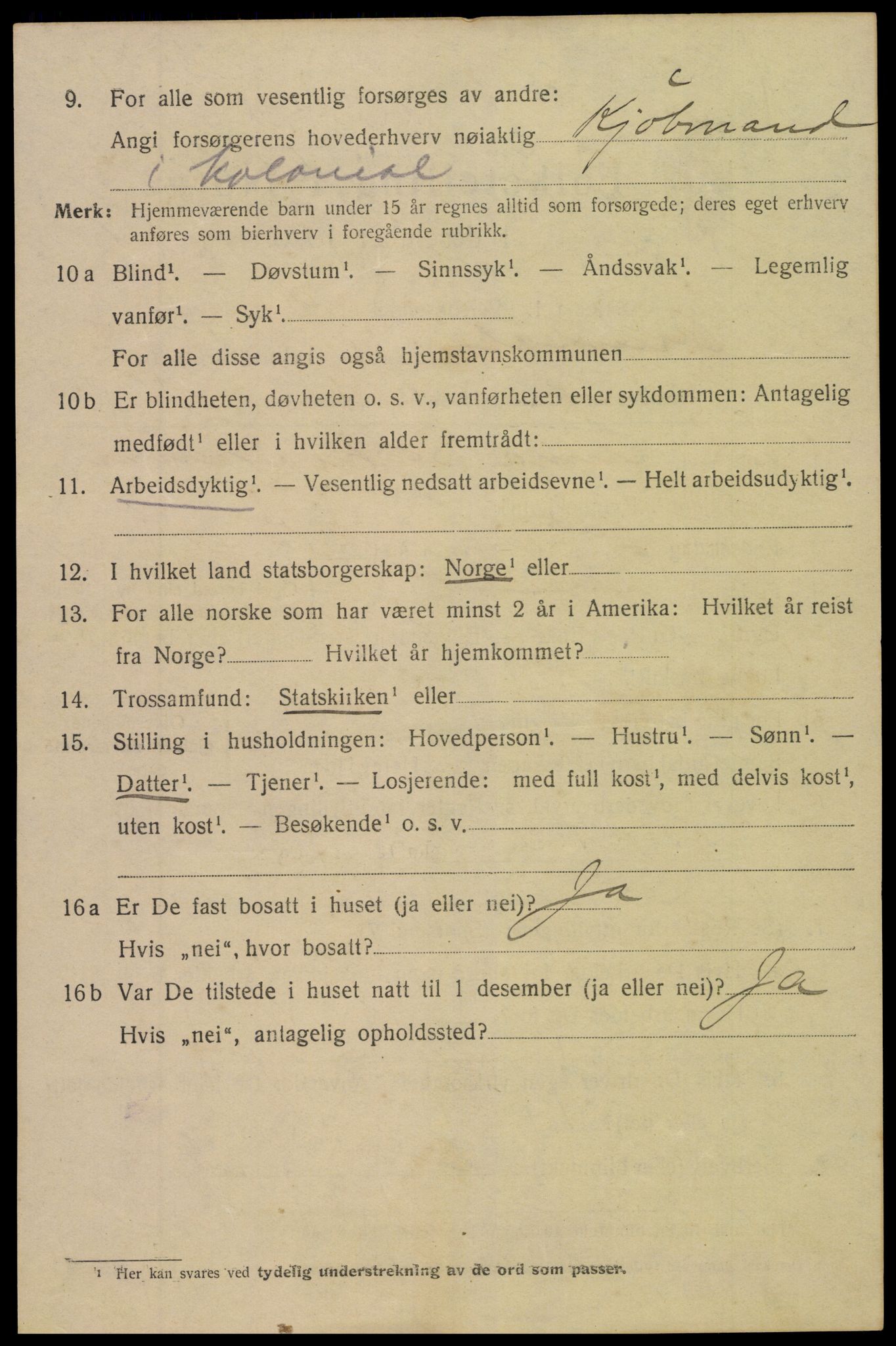 SAK, Folketelling 1920 for 0903 Arendal kjøpstad, 1920, s. 16093