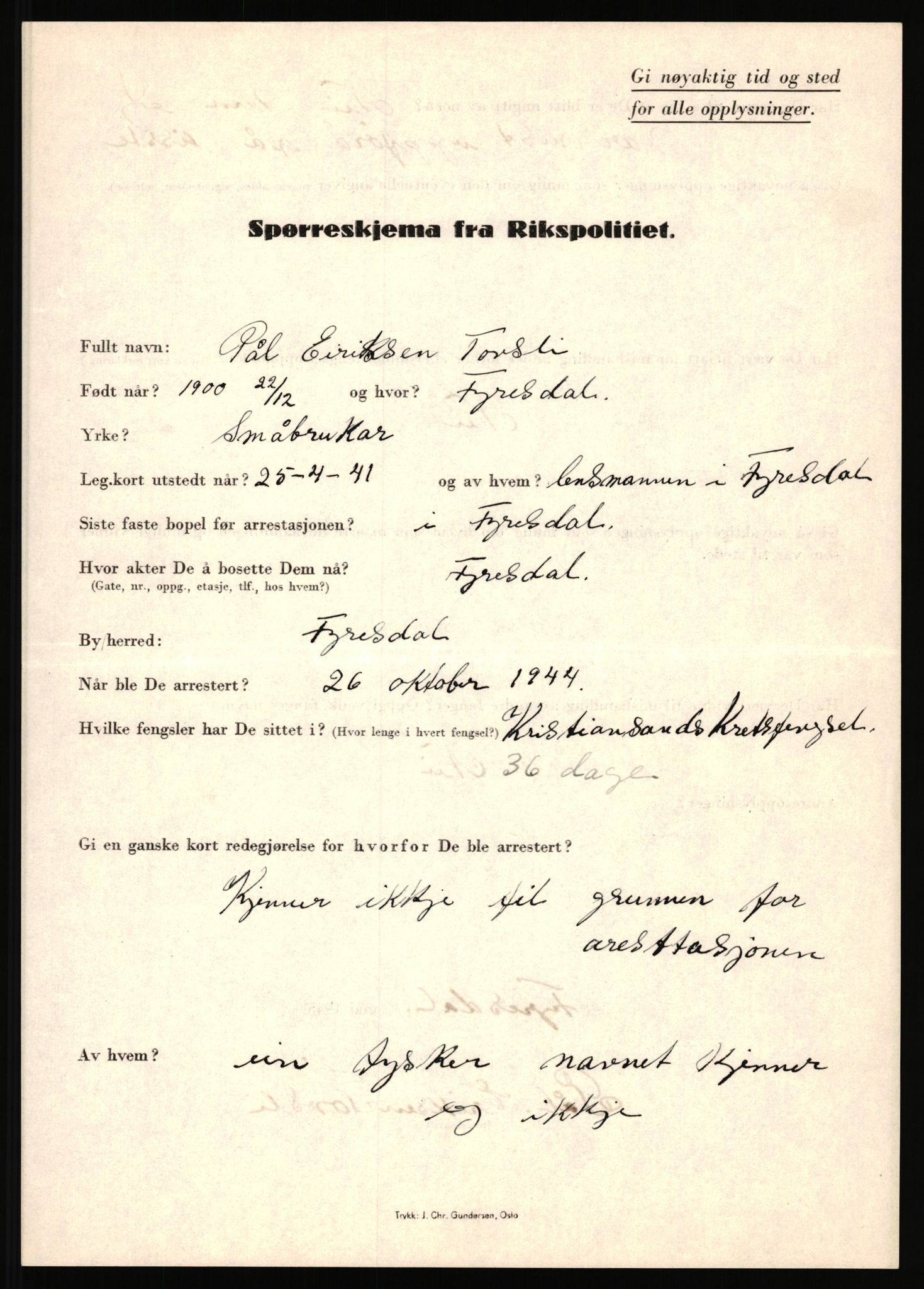 Rikspolitisjefen, AV/RA-S-1560/L/L0017: Tidemann, Hermann G. - Veum, Tjostolv, 1940-1945, s. 377