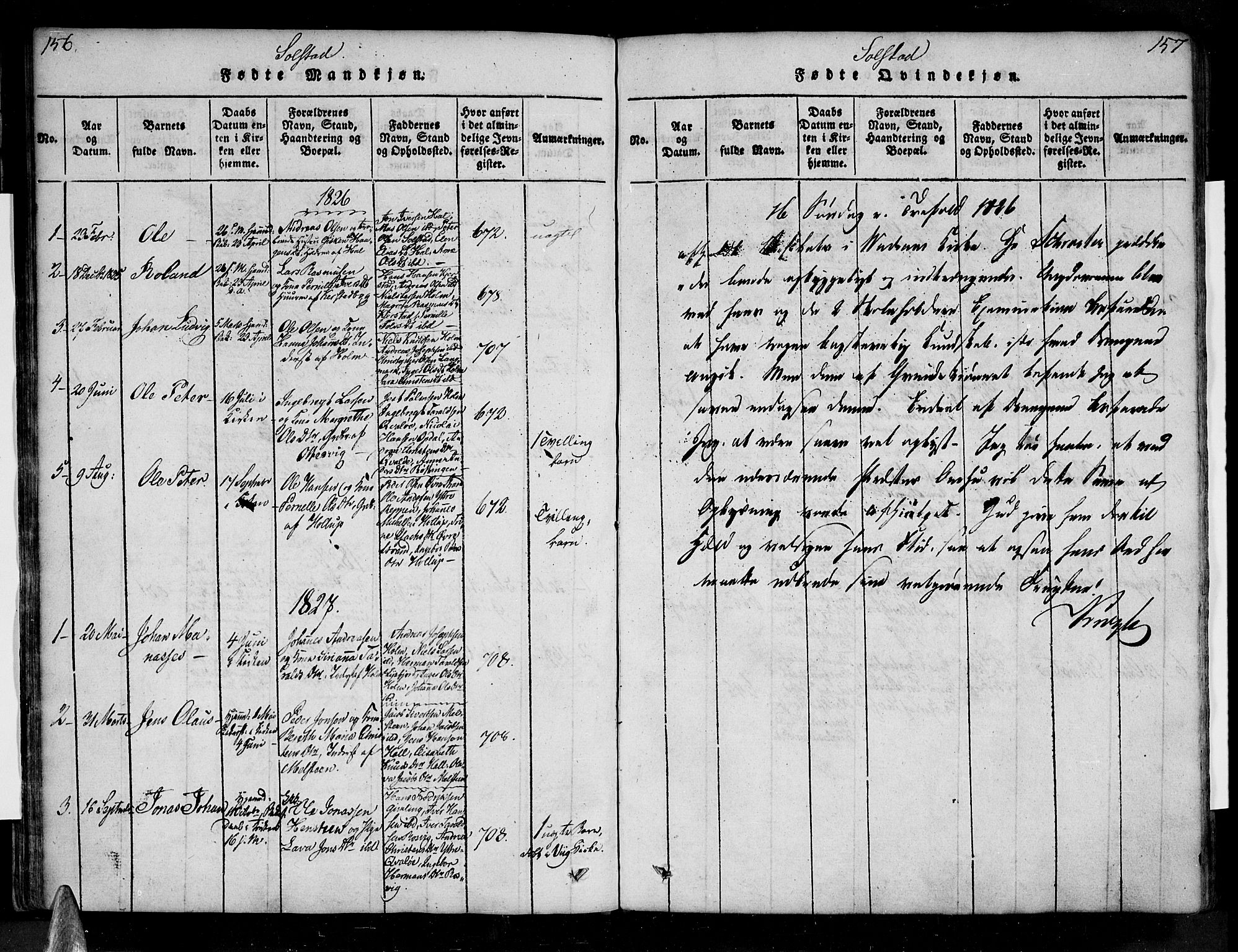 Ministerialprotokoller, klokkerbøker og fødselsregistre - Nordland, AV/SAT-A-1459/810/L0143: Ministerialbok nr. 810A06 /2, 1820-1841, s. 156-157