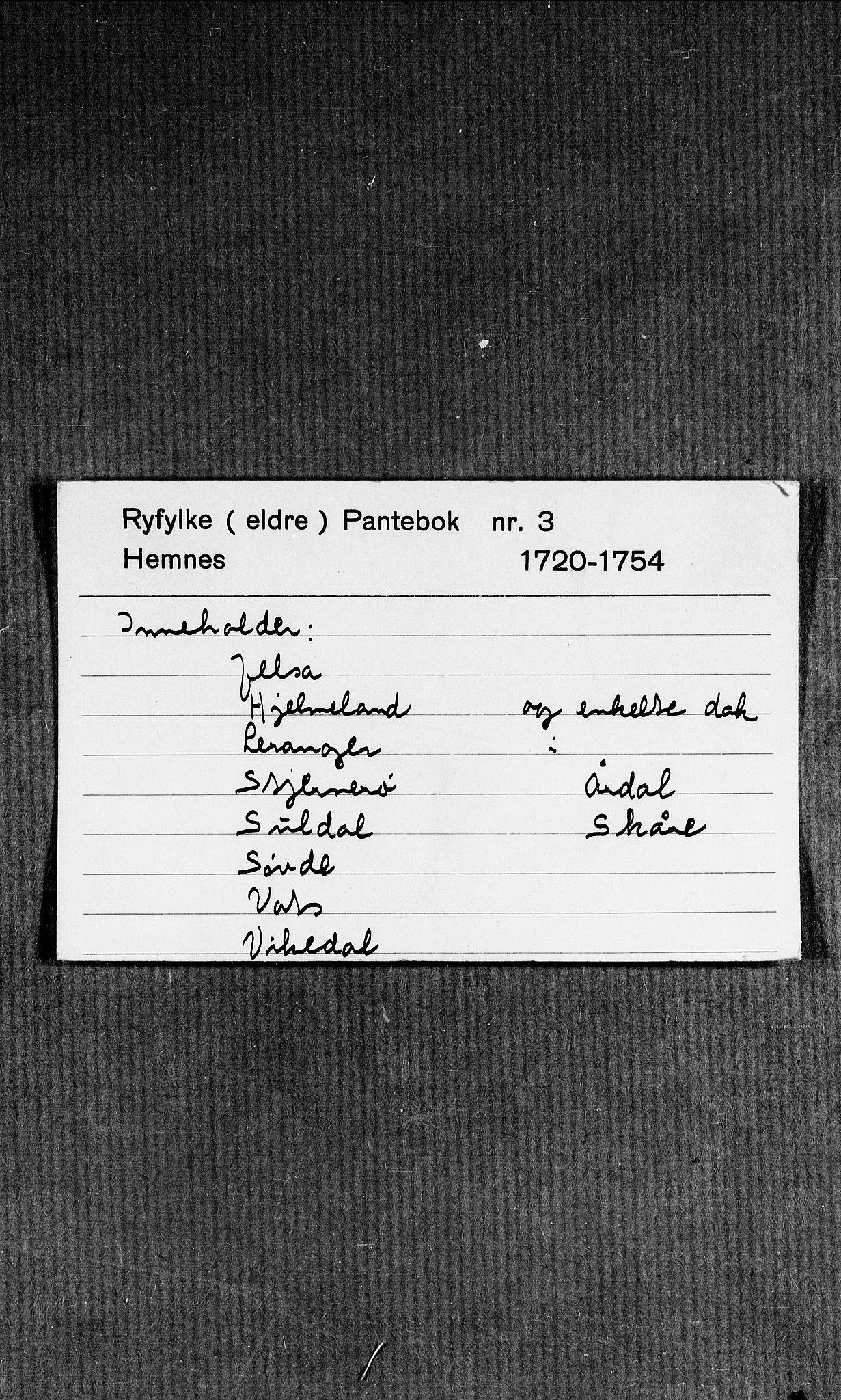 Ryfylke tingrett, AV/SAST-A-100055/002/Em/Emj/L0005: Panteregister nr. B 3, 1720-1754, s. 1