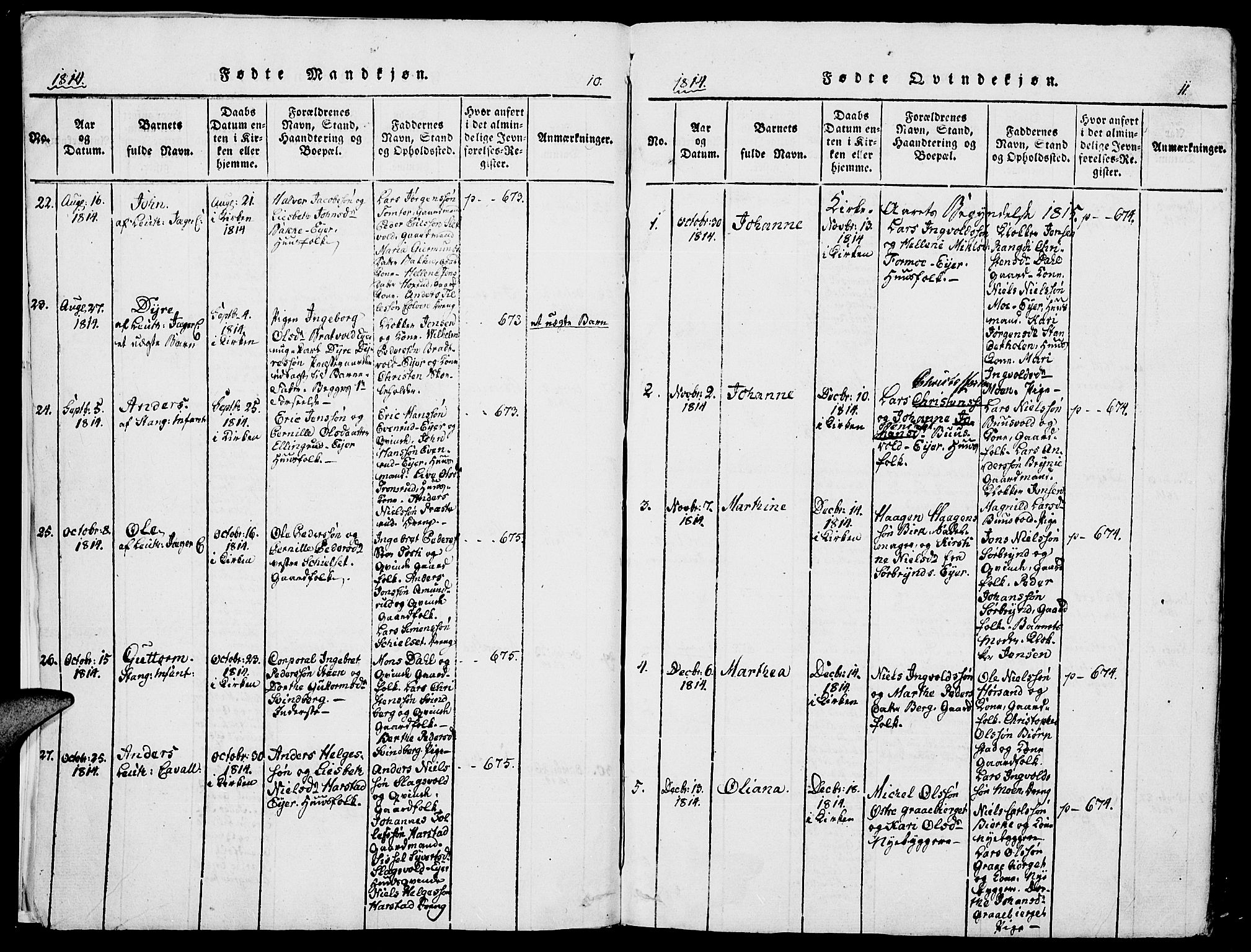 Romedal prestekontor, AV/SAH-PREST-004/K/L0002: Ministerialbok nr. 2, 1814-1828, s. 10-11