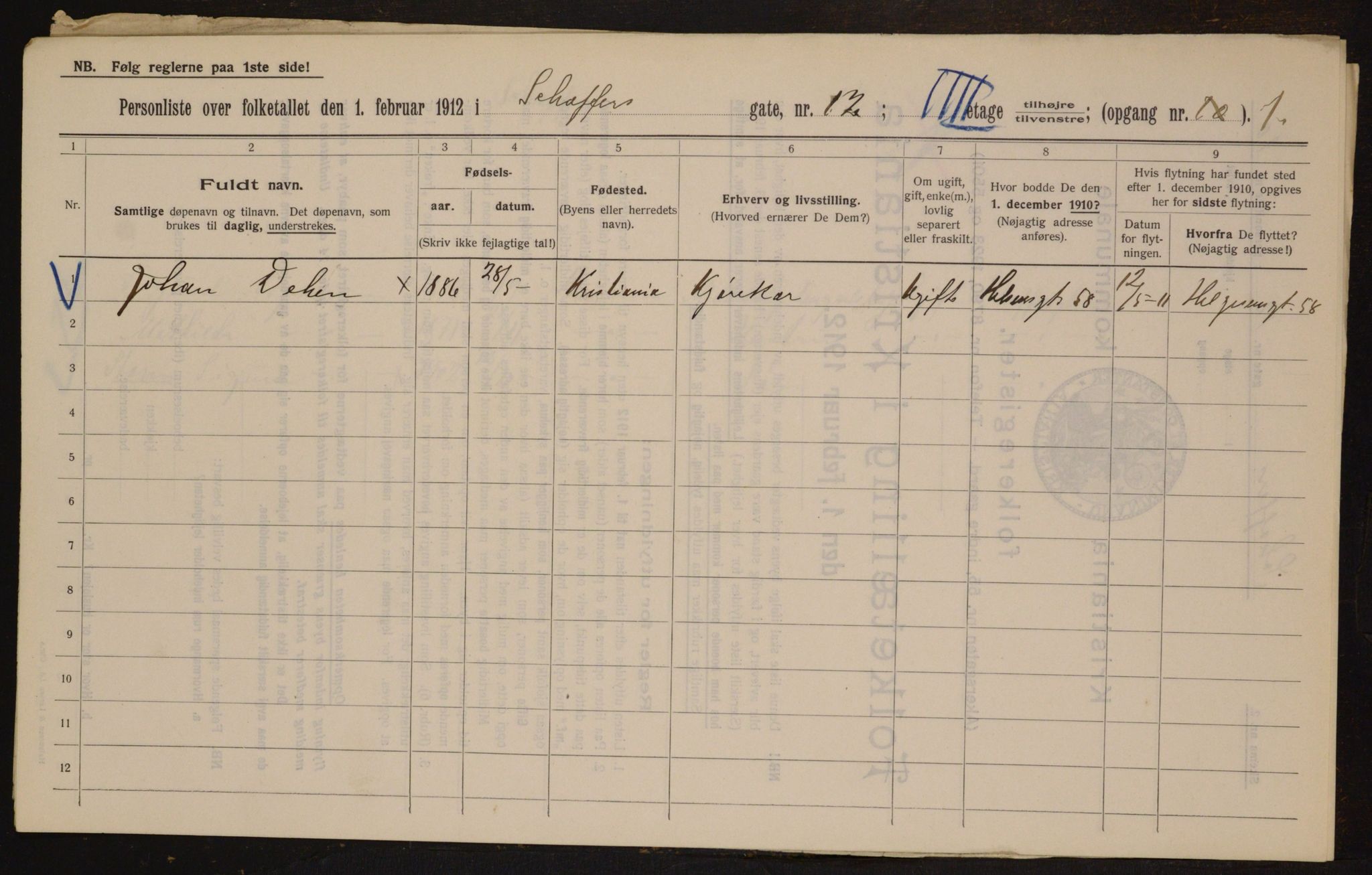 OBA, Kommunal folketelling 1.2.1912 for Kristiania, 1912, s. 93529