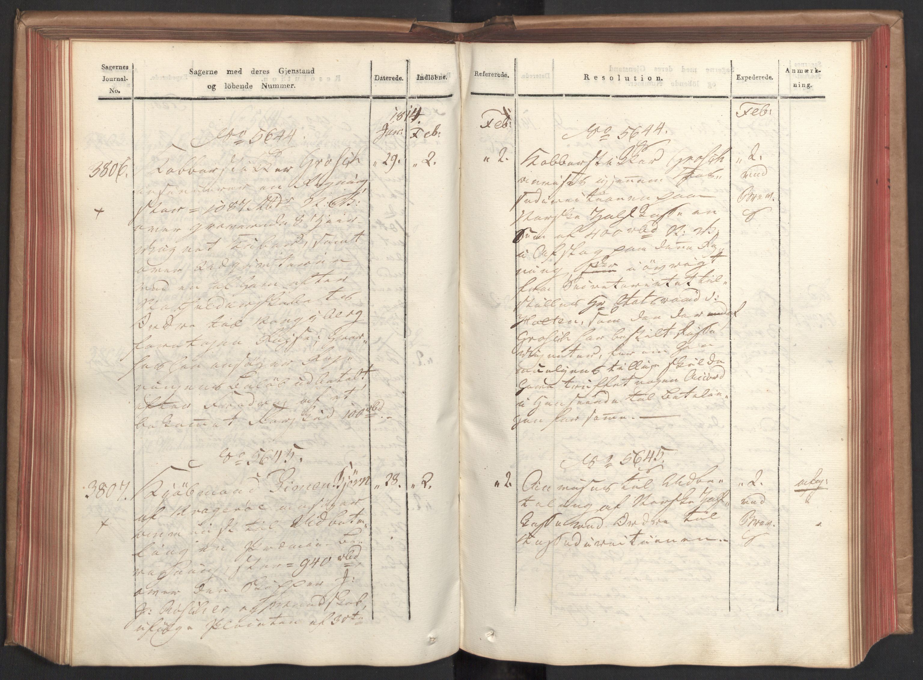 Stattholderembetet 1810-1814, 2. kontor (Kontor B), AV/RA-EA-5432/Ab/L0009: Referatprotokoll,  j.nr. 3539-3951,  l.nr. 5315-5800, 1813-1814, s. 141