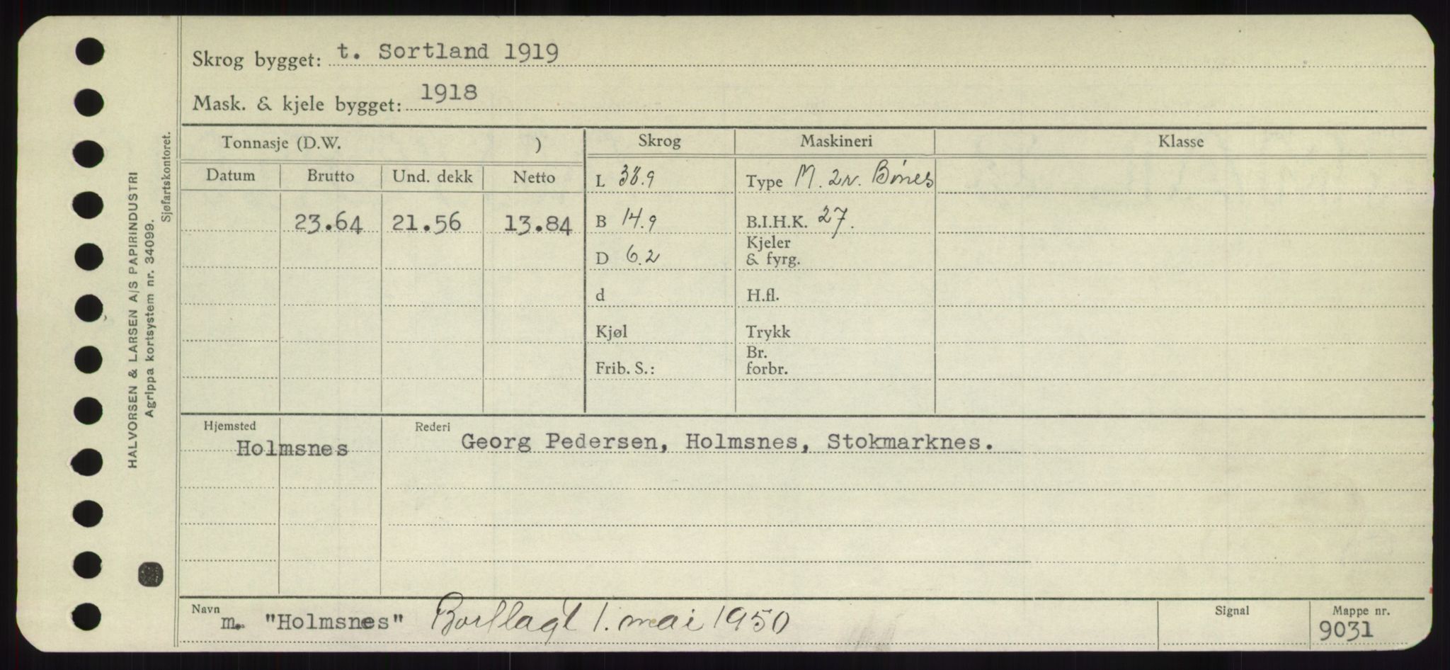 Sjøfartsdirektoratet med forløpere, Skipsmålingen, RA/S-1627/H/Hd/L0017: Fartøy, Holi-Hå, s. 19