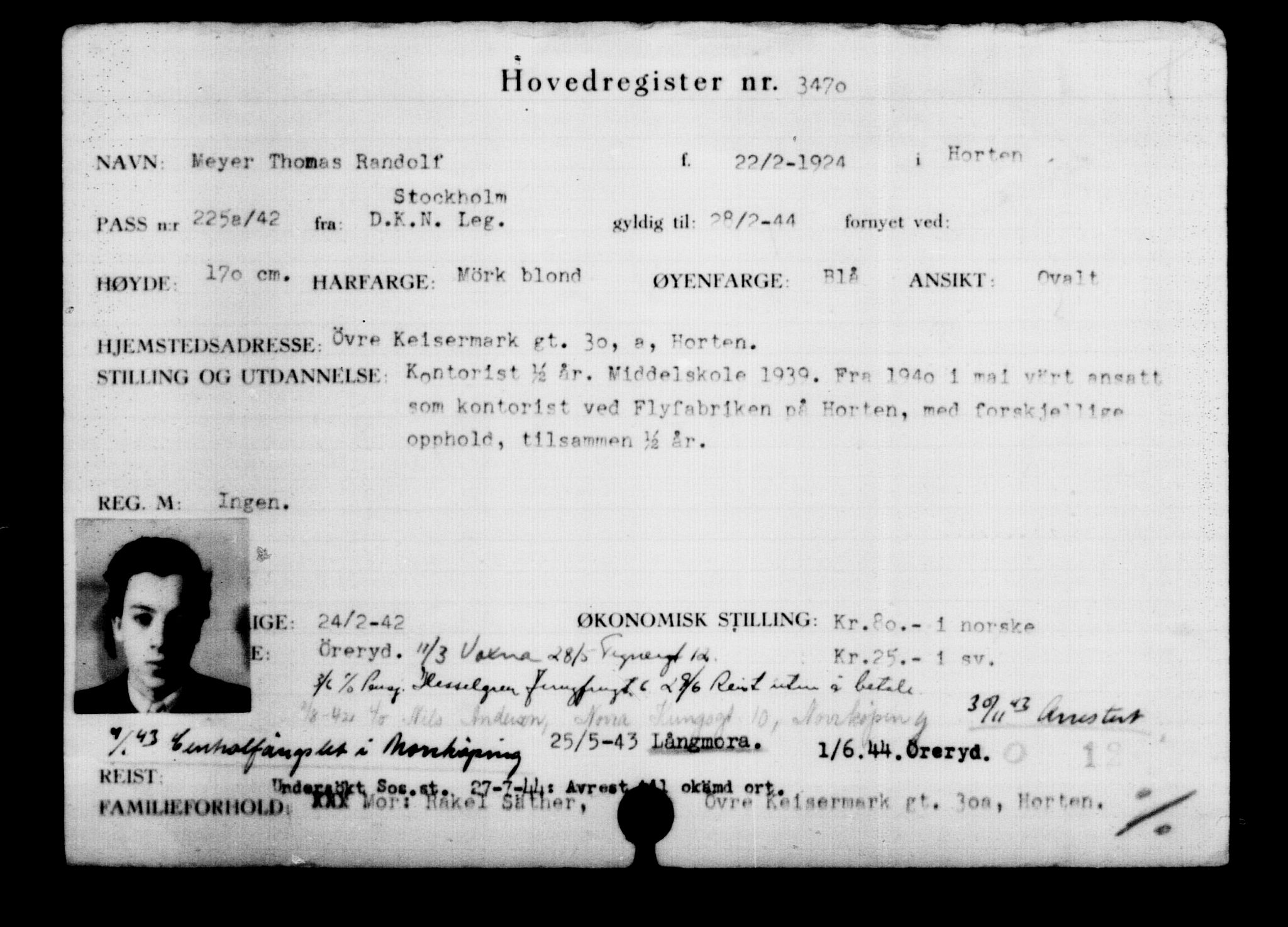 Utenriksstasjonene, Legasjonen i Stockholm, Flyktningkontoret, AV/RA-S-6753/V/Va/L0003: Kjesäterkartoteket, flyktninger med registreringsnr. 2001-3495, 1940-1945, s. 1981