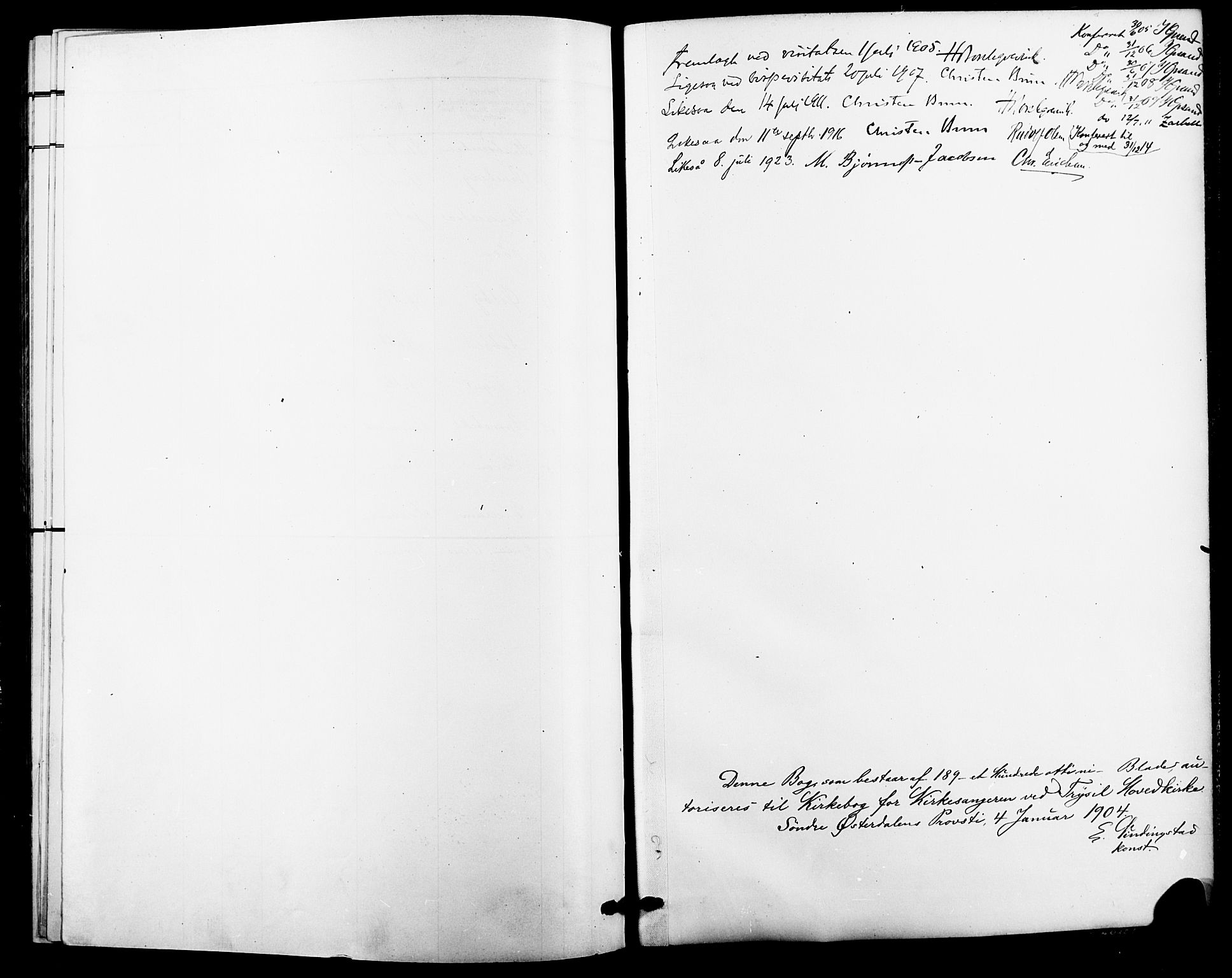 Trysil prestekontor, AV/SAH-PREST-046/H/Ha/Hab/L0009: Klokkerbok nr. 9, 1904-1924
