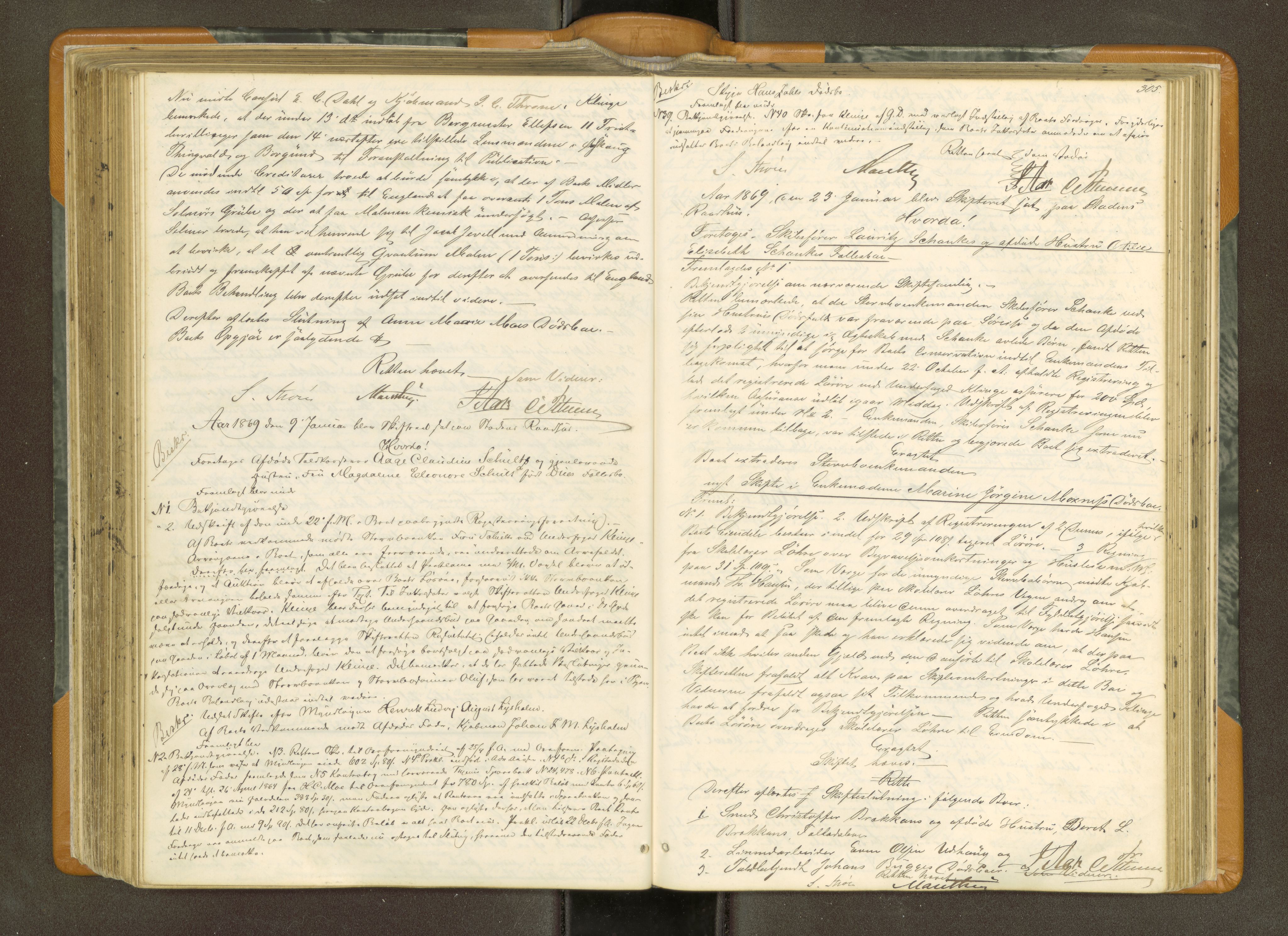 Trondheim byfogd, AV/SAT-A-0003/1/3/3B/L0007: Skiftebehandlingsprotokoll (u/ register) U, 1863-1874, s. 305