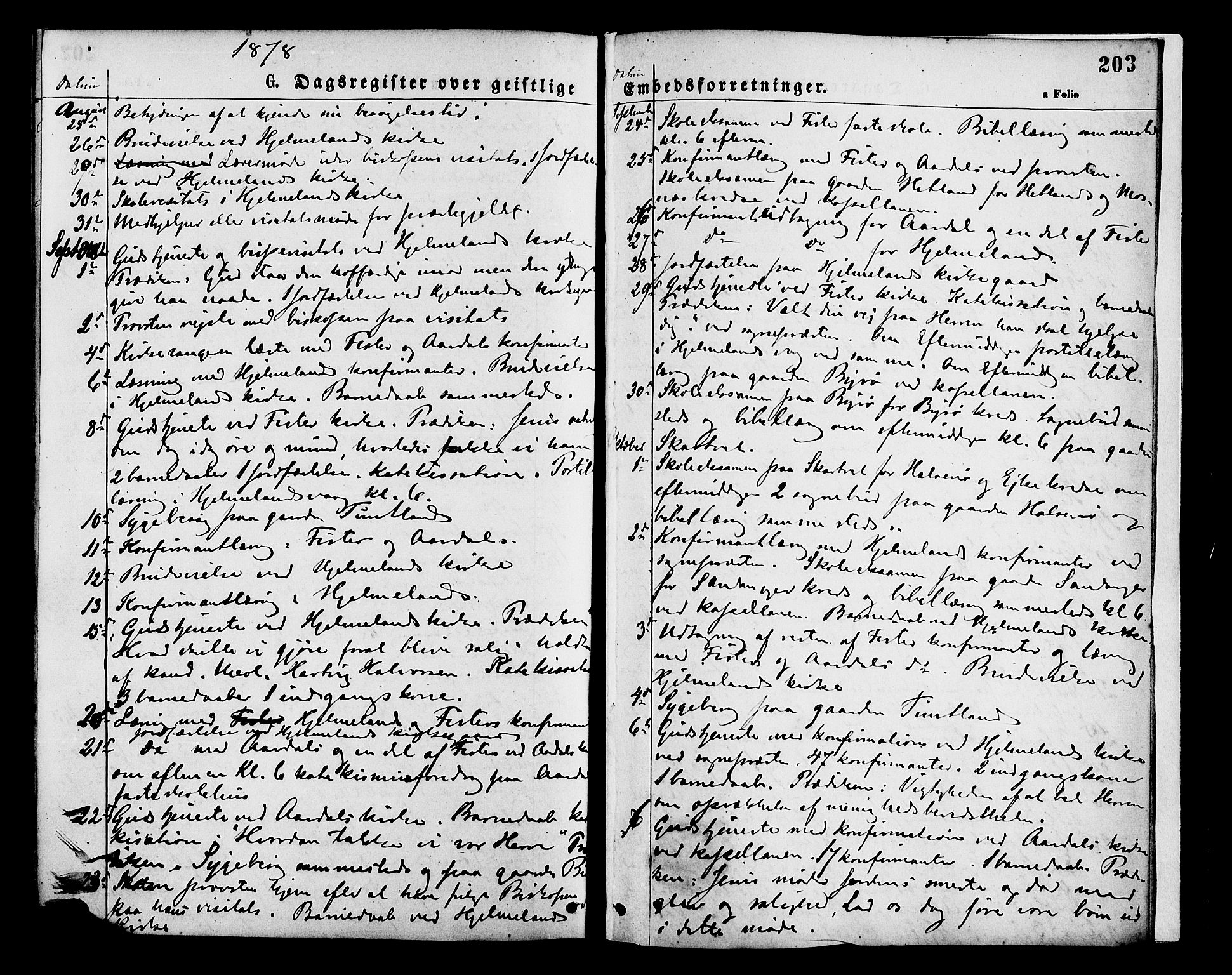Hjelmeland sokneprestkontor, AV/SAST-A-101843/01/IV/L0013: Ministerialbok nr. A 13, 1872-1886, s. 203
