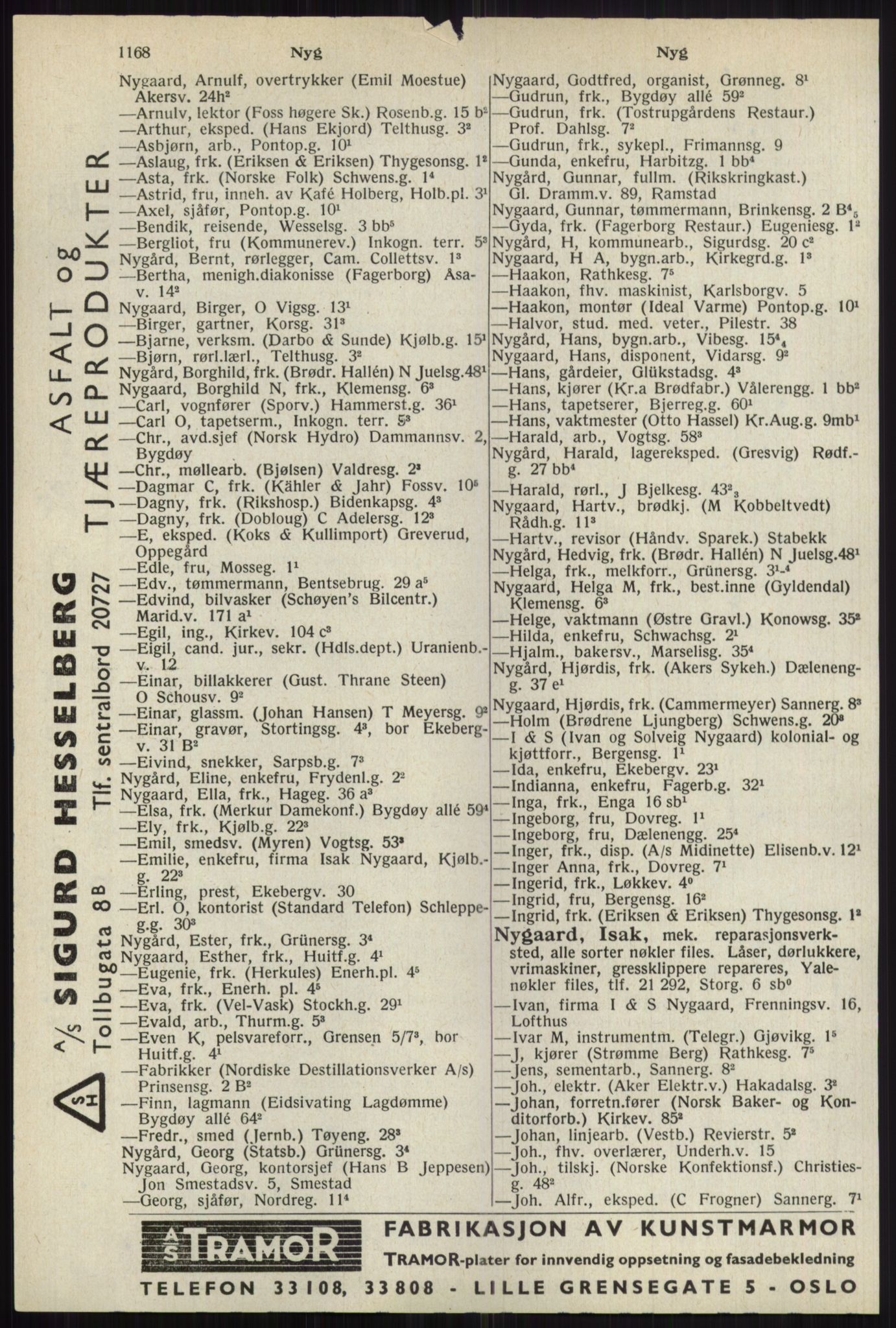 Kristiania/Oslo adressebok, PUBL/-, 1941, s. 1168