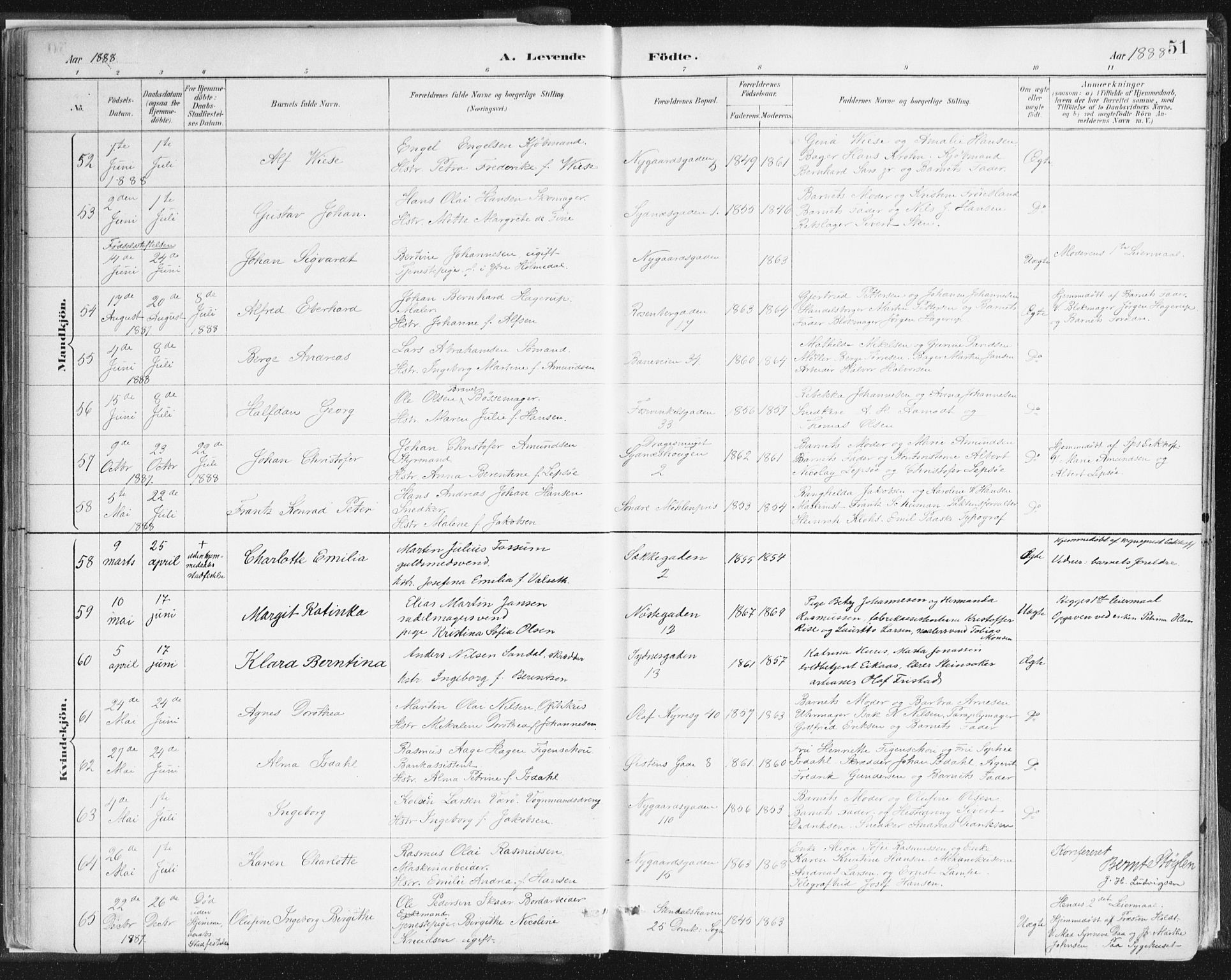 Johanneskirken sokneprestembete, AV/SAB-A-76001/H/Haa/L0001: Ministerialbok nr. A 1, 1885-1900, s. 51