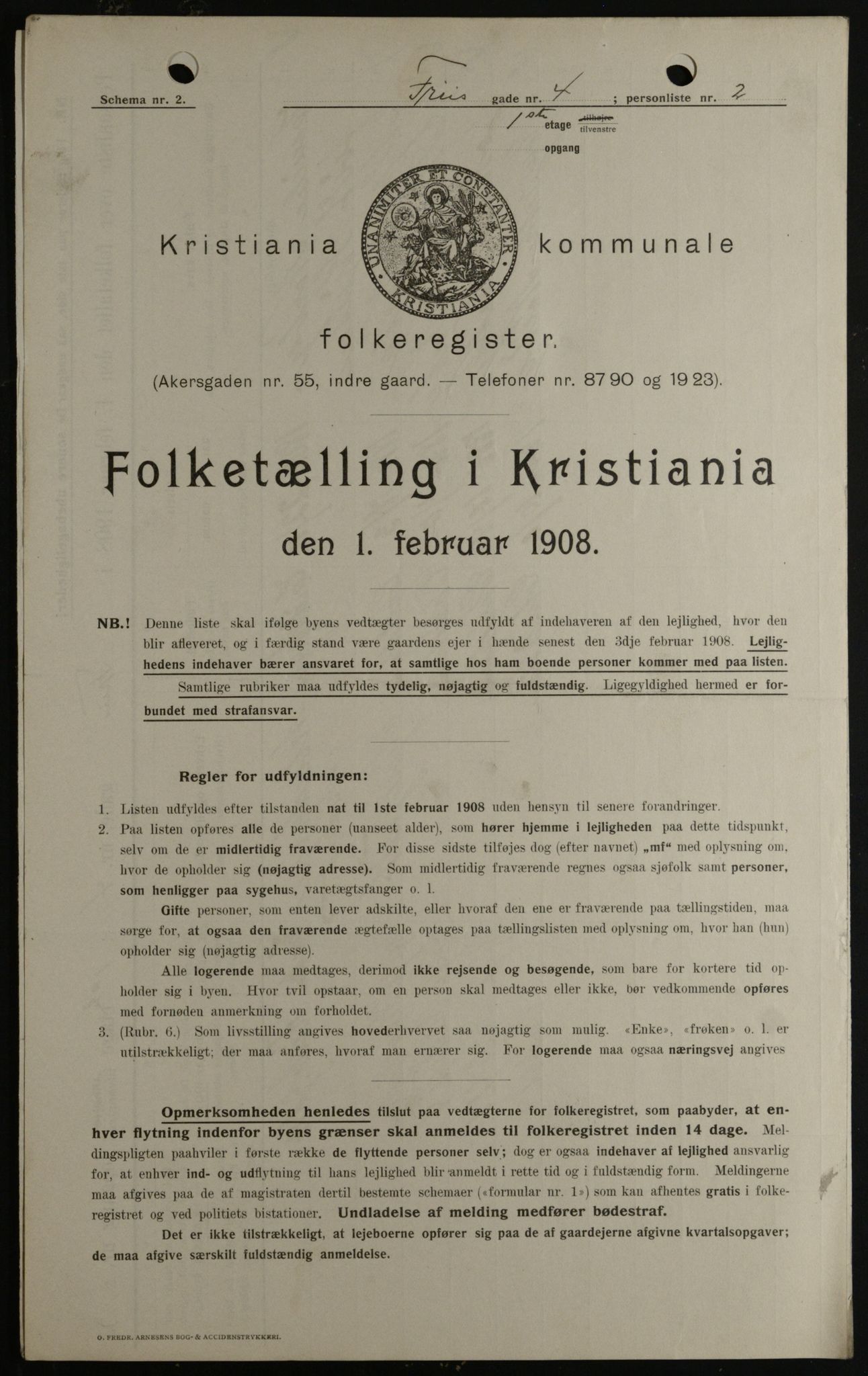 OBA, Kommunal folketelling 1.2.1908 for Kristiania kjøpstad, 1908, s. 24302