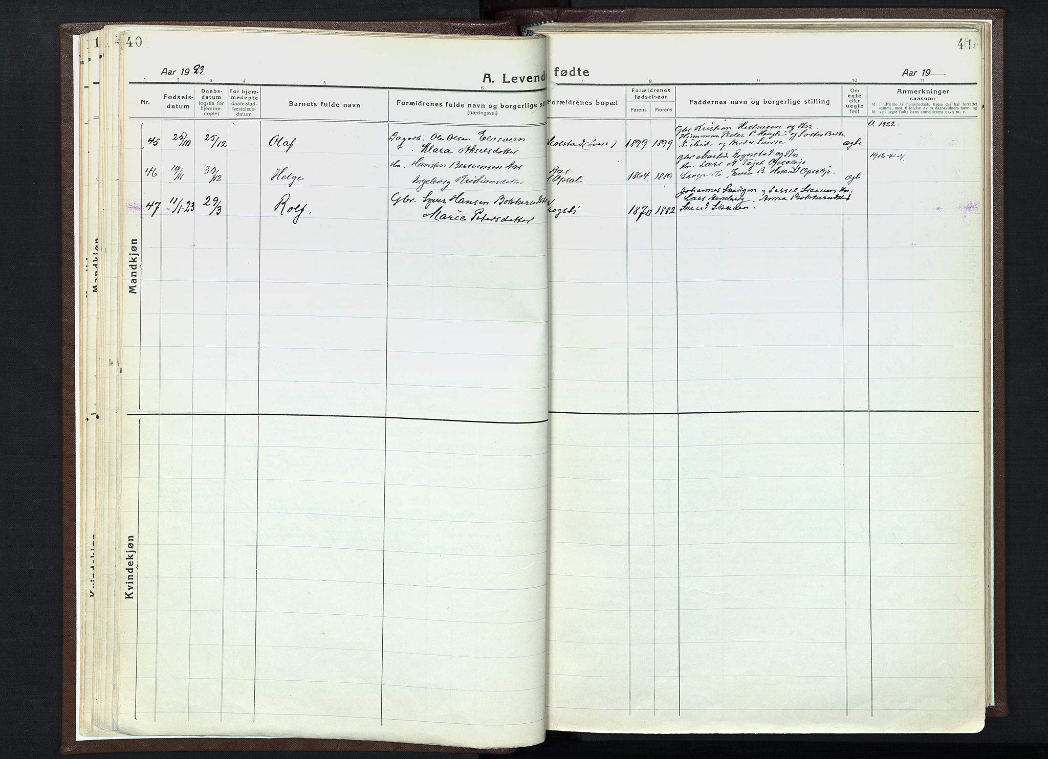 Veldre prestekontor, SAH/PREST-018/K/Ka/L0001: Ministerialbok nr. 1, 1921-1934, s. 40-41