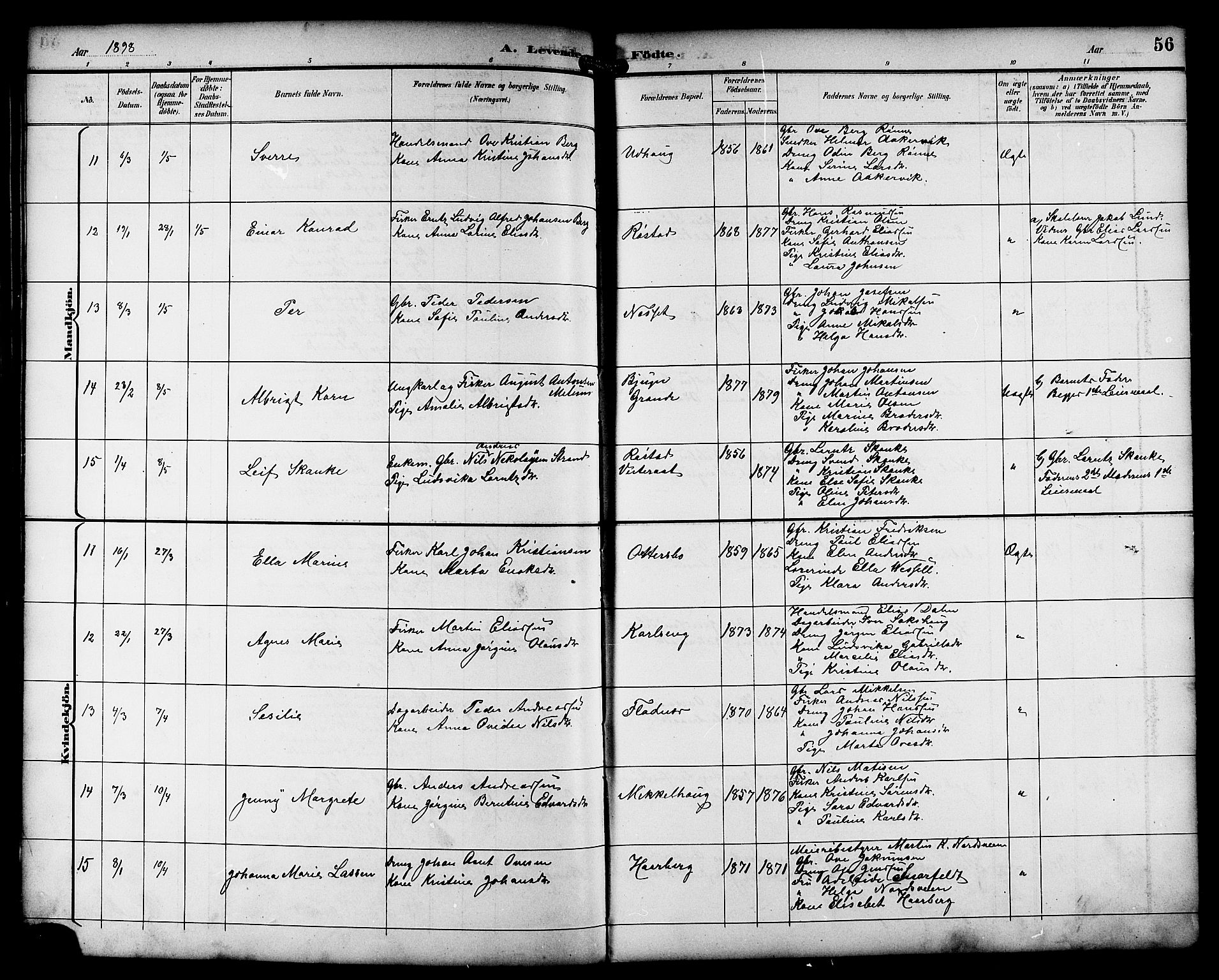 Ministerialprotokoller, klokkerbøker og fødselsregistre - Sør-Trøndelag, SAT/A-1456/659/L0746: Klokkerbok nr. 659C03, 1893-1912, s. 56