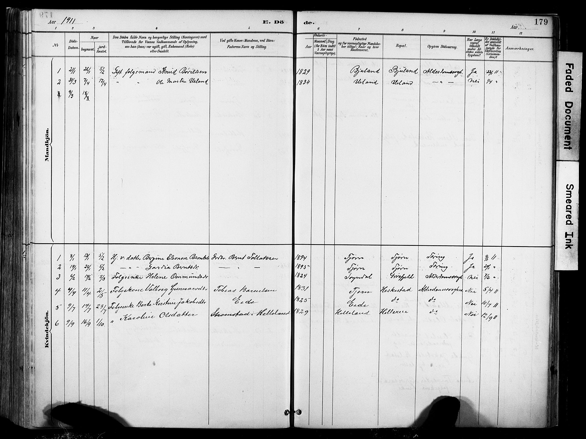 Lund sokneprestkontor, AV/SAST-A-101809/S06/L0012: Ministerialbok nr. A 11, 1887-1921, s. 179