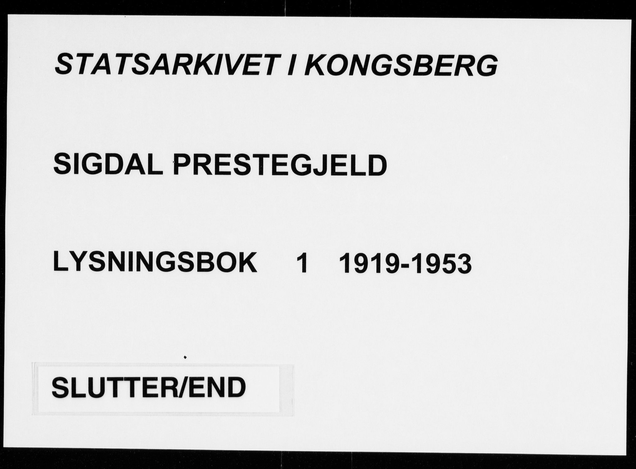 Sigdal kirkebøker, AV/SAKO-A-245/H/Ha/L0001: Lysningsprotokoll nr. 1, 1919-1953