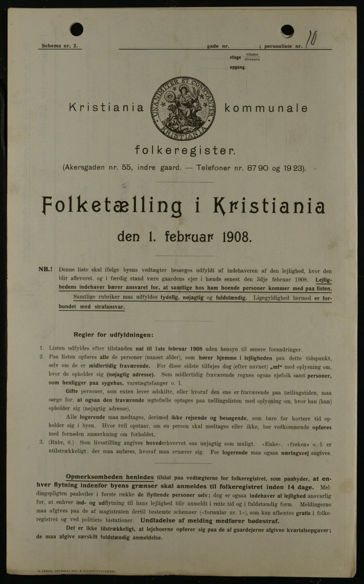 OBA, Kommunal folketelling 1.2.1908 for Kristiania kjøpstad, 1908, s. 1919