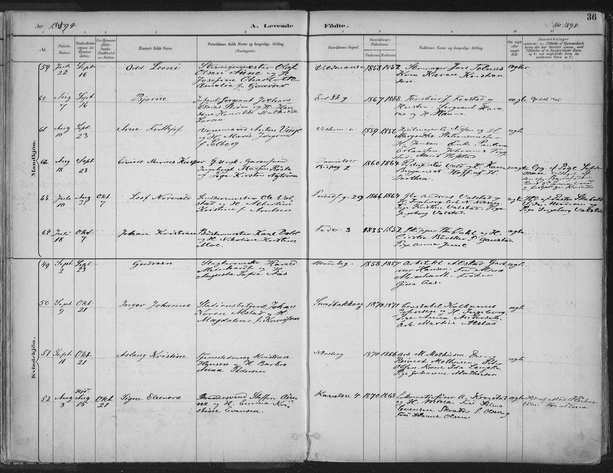 Ministerialprotokoller, klokkerbøker og fødselsregistre - Sør-Trøndelag, SAT/A-1456/601/L0062: Ministerialbok nr. 601A30, 1891-1911, s. 36