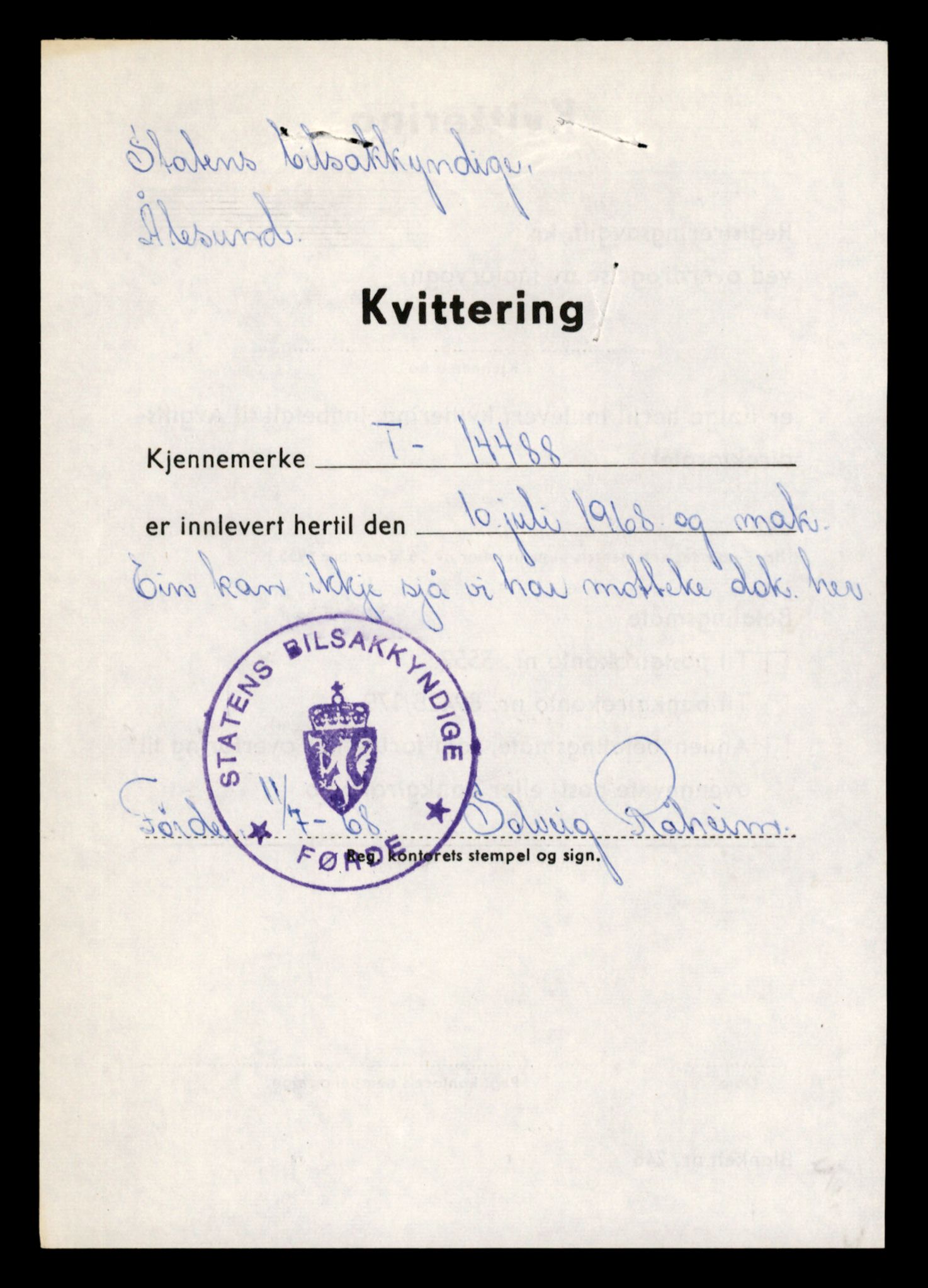 Møre og Romsdal vegkontor - Ålesund trafikkstasjon, AV/SAT-A-4099/F/Fe/L0046: Registreringskort for kjøretøy T 14445 - T 14579, 1927-1998