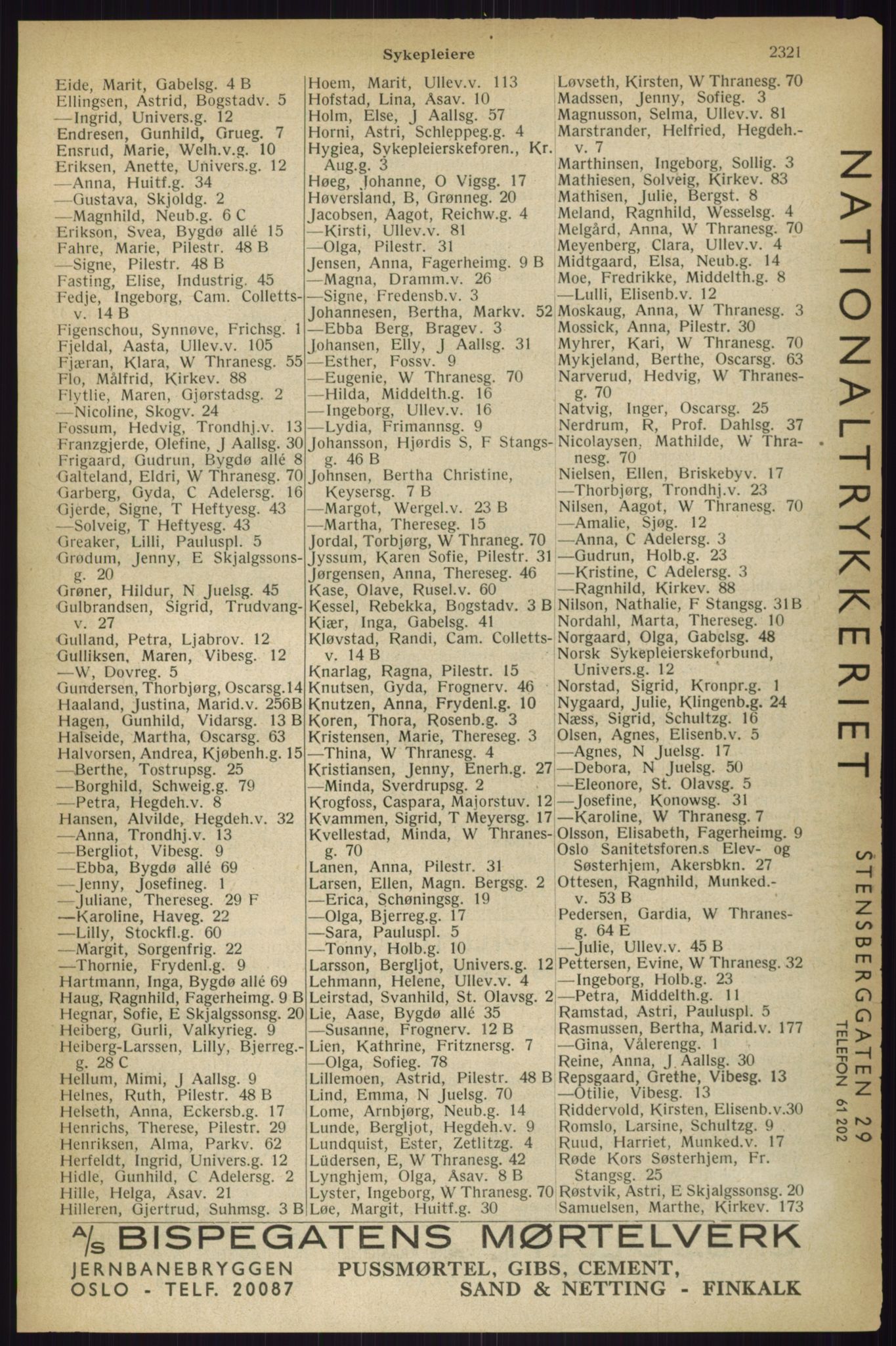 Kristiania/Oslo adressebok, PUBL/-, 1933, s. 2321