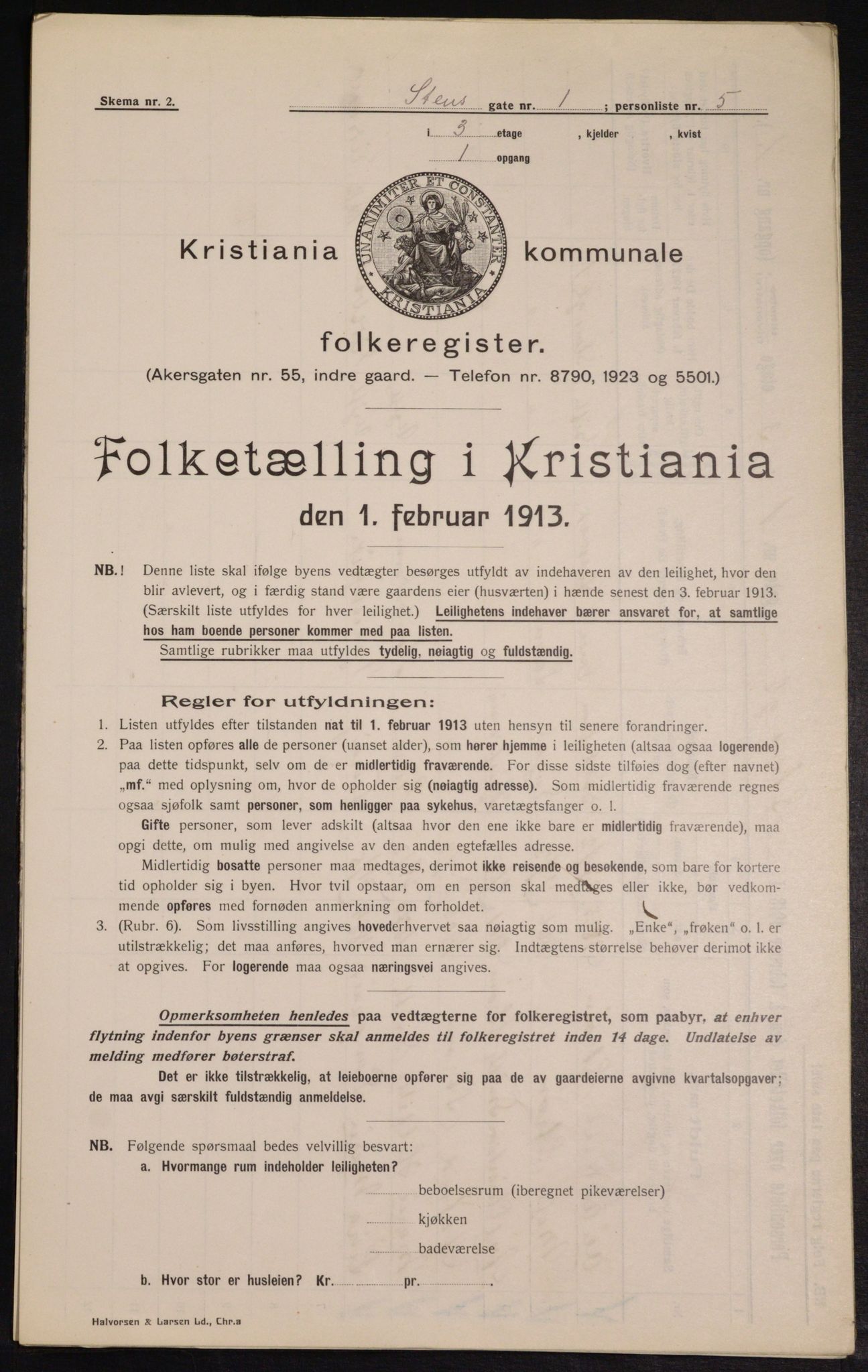 OBA, Kommunal folketelling 1.2.1913 for Kristiania, 1913, s. 101852