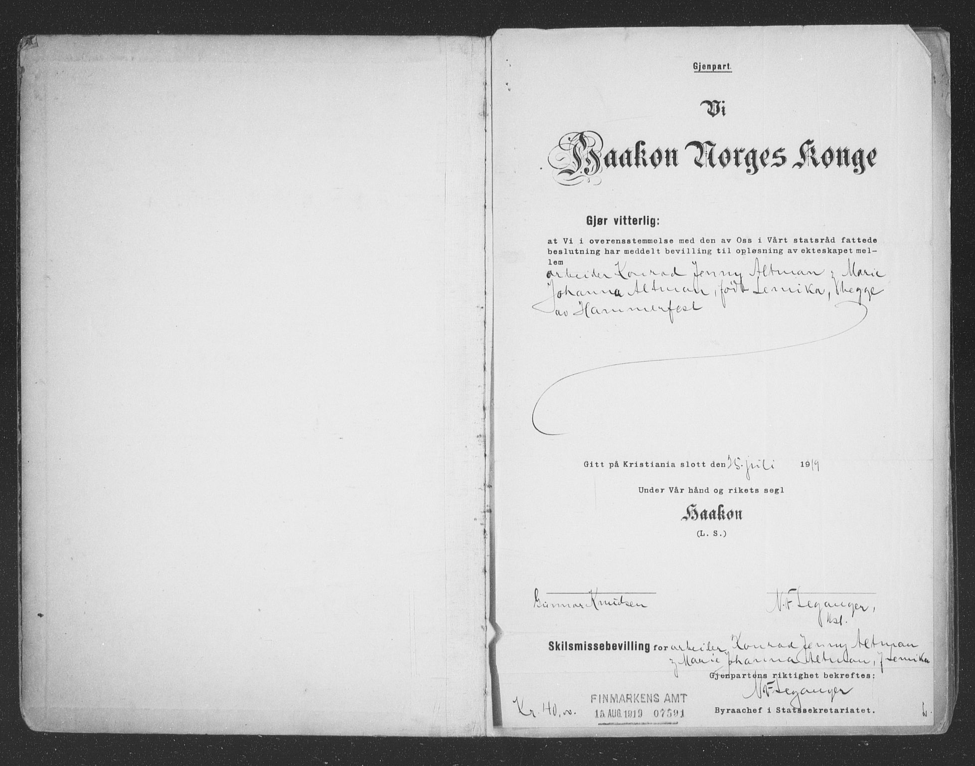 Hammerfest sokneprestkontor, SATØ/S-1347/I/Ib/L0073: Lysningsprotokoll nr. 73, 1921-1939