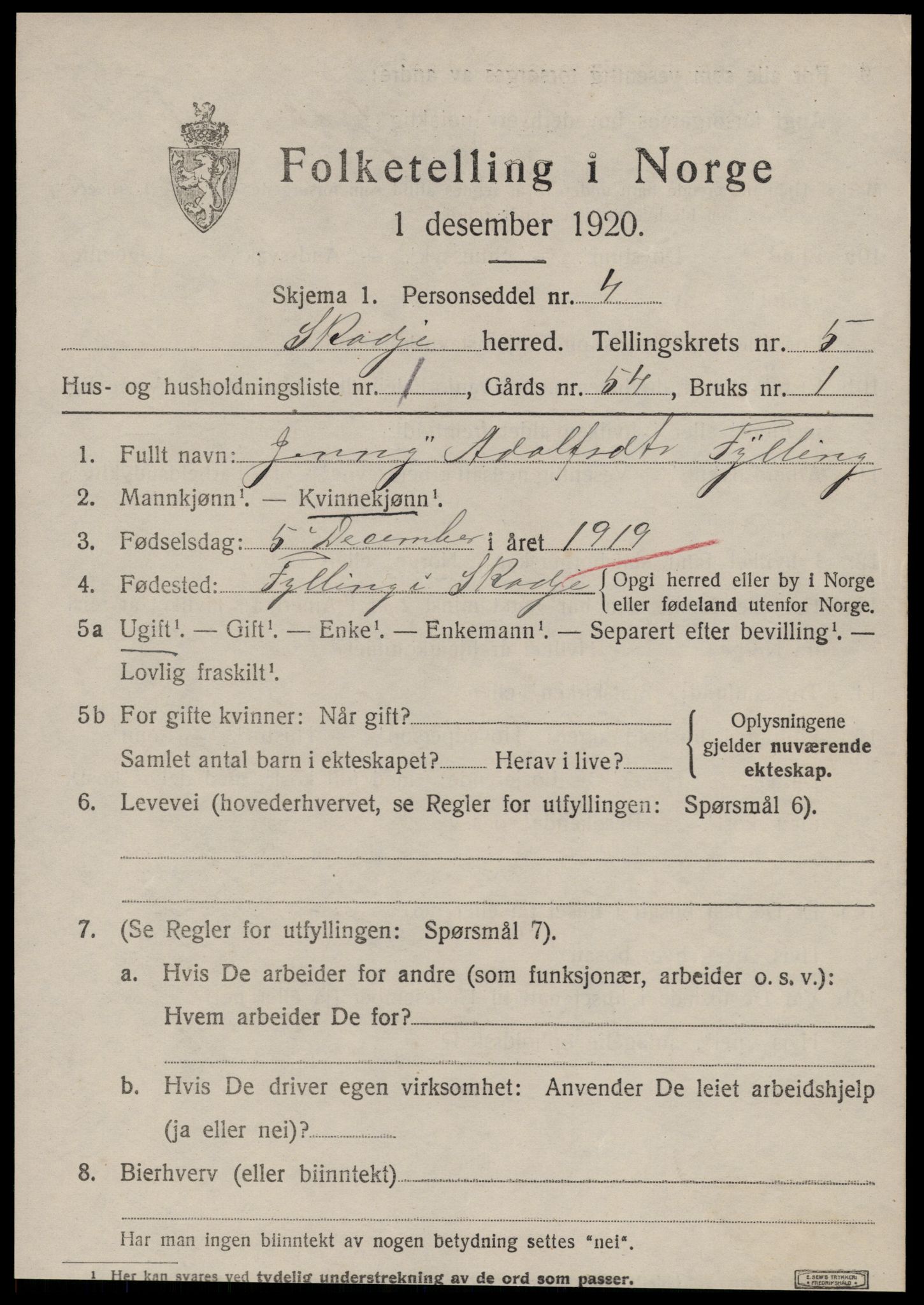 SAT, Folketelling 1920 for 1529 Skodje herred, 1920, s. 2303