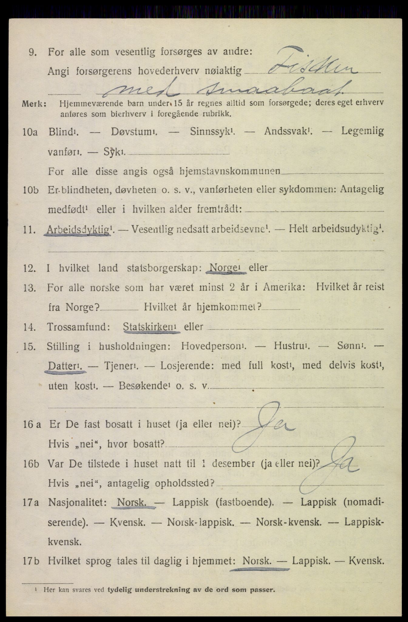 SAT, Folketelling 1920 for 1850 Tysfjord herred, 1920, s. 2018