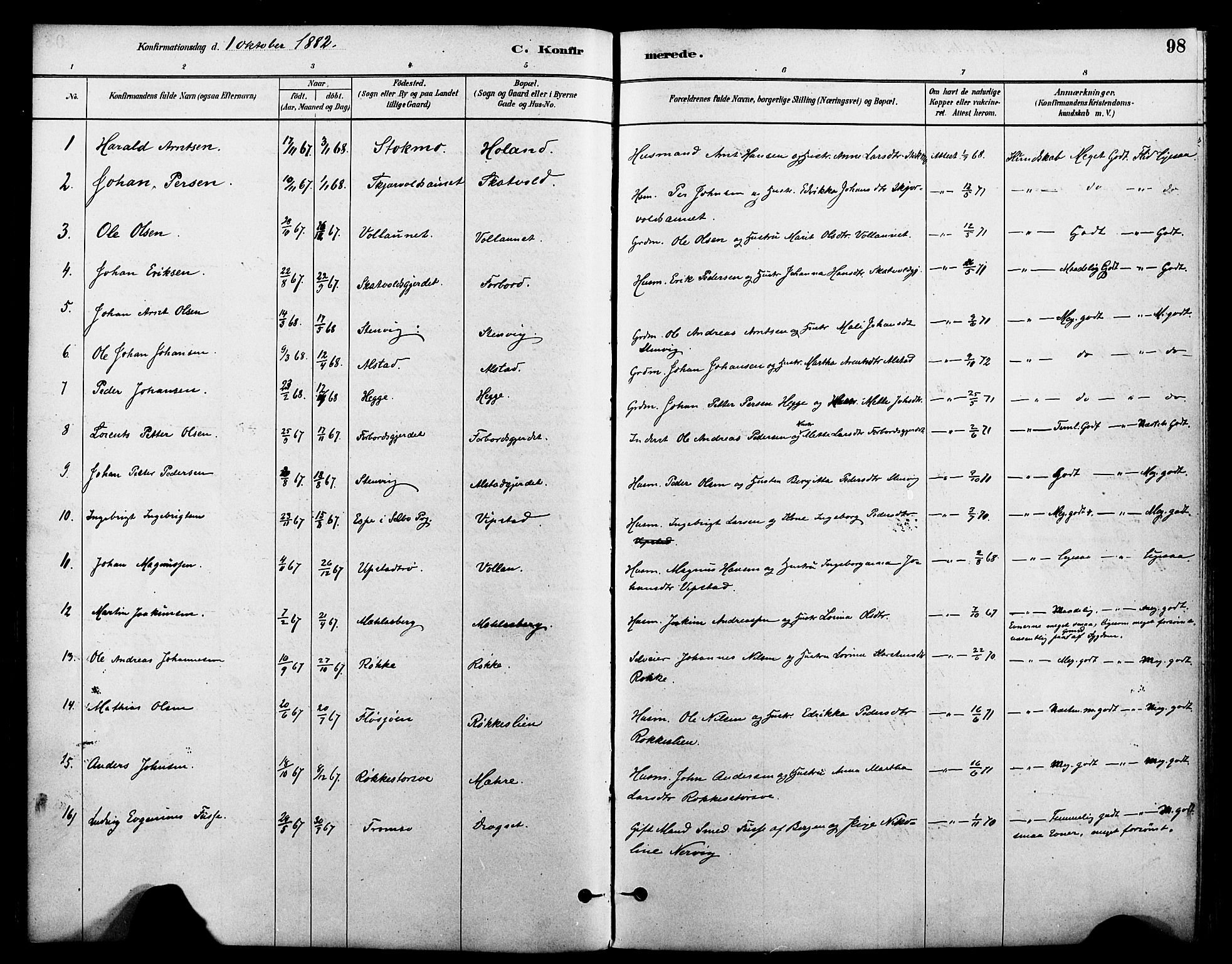 Ministerialprotokoller, klokkerbøker og fødselsregistre - Nord-Trøndelag, SAT/A-1458/712/L0100: Ministerialbok nr. 712A01, 1880-1900, s. 98