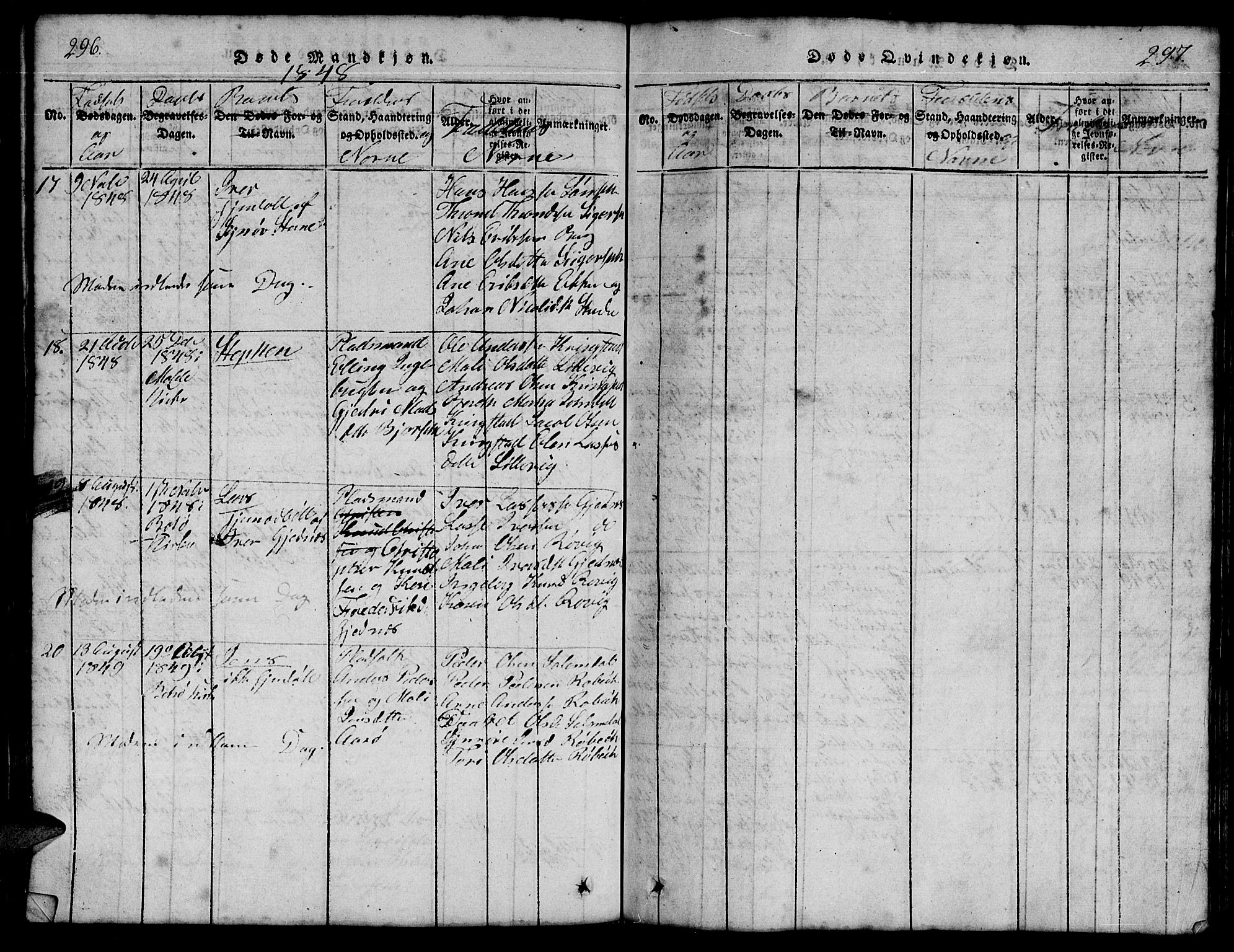 Ministerialprotokoller, klokkerbøker og fødselsregistre - Møre og Romsdal, AV/SAT-A-1454/555/L0665: Klokkerbok nr. 555C01, 1818-1868, s. 296-297