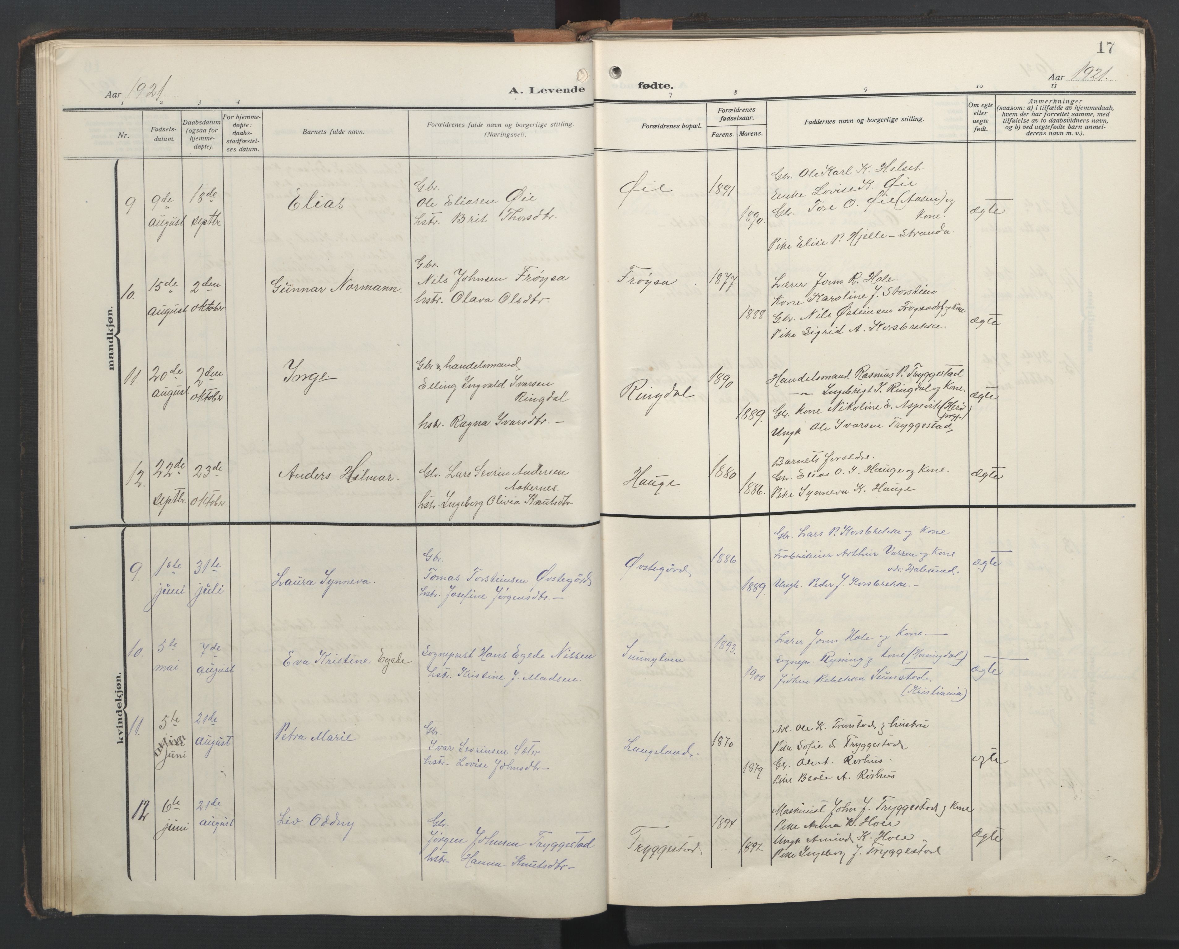 Ministerialprotokoller, klokkerbøker og fødselsregistre - Møre og Romsdal, AV/SAT-A-1454/517/L0232: Klokkerbok nr. 517C05, 1910-1946, s. 17