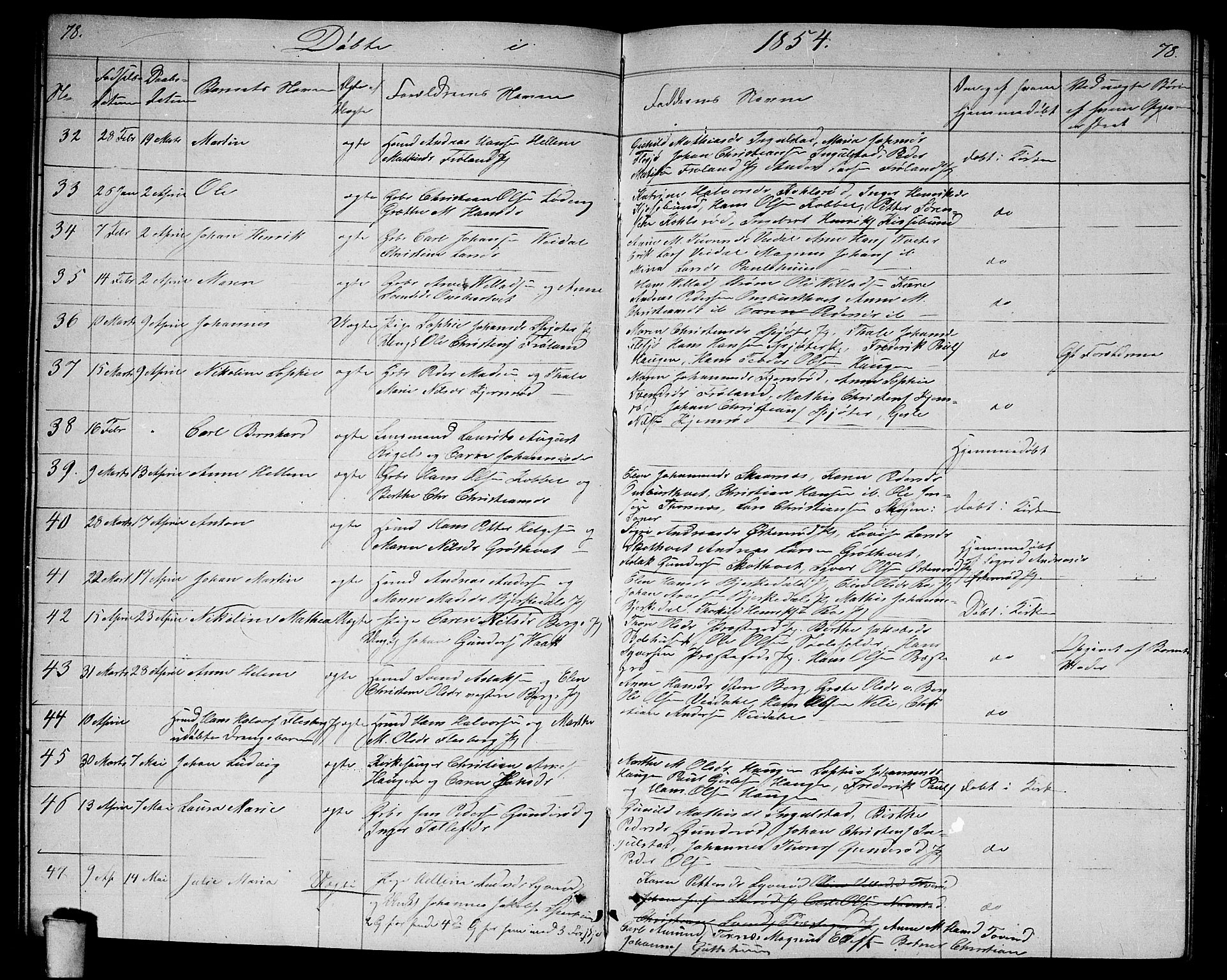 Våler prestekontor Kirkebøker, AV/SAO-A-11083/G/Ga/L0002: Klokkerbok nr. I 2, 1839-1860, s. 78