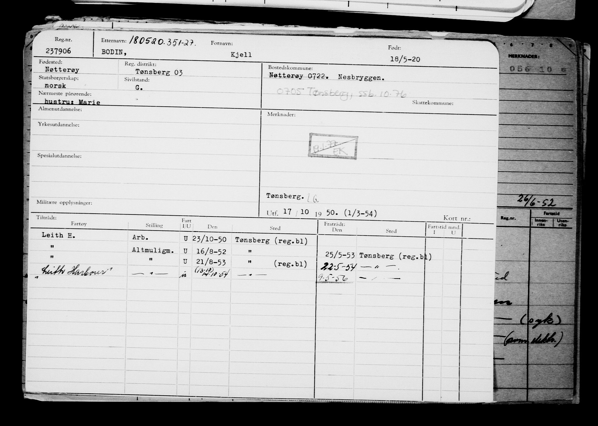 Direktoratet for sjømenn, AV/RA-S-3545/G/Gb/L0181: Hovedkort, 1920, s. 91