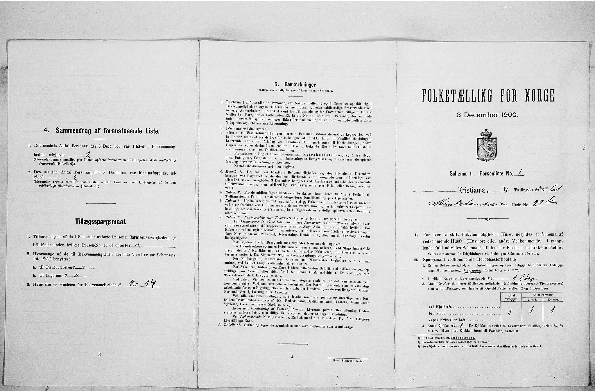 SAO, Folketelling 1900 for 0301 Kristiania kjøpstad, 1900, s. 60927