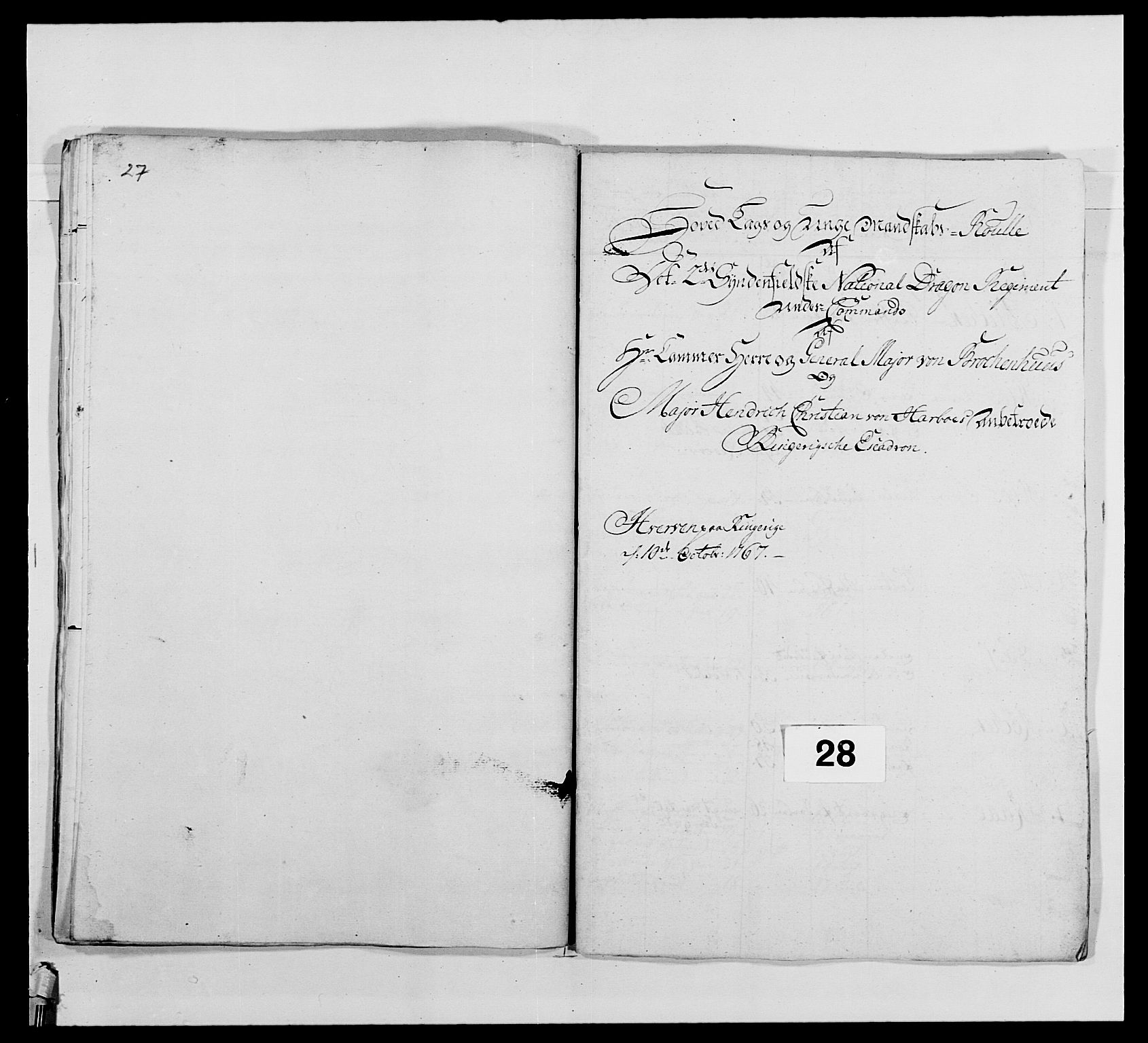 Kommanderende general (KG I) med Det norske krigsdirektorium, AV/RA-EA-5419/E/Ea/L0478: 2. Sønnafjelske dragonregiment, 1765-1767, s. 741