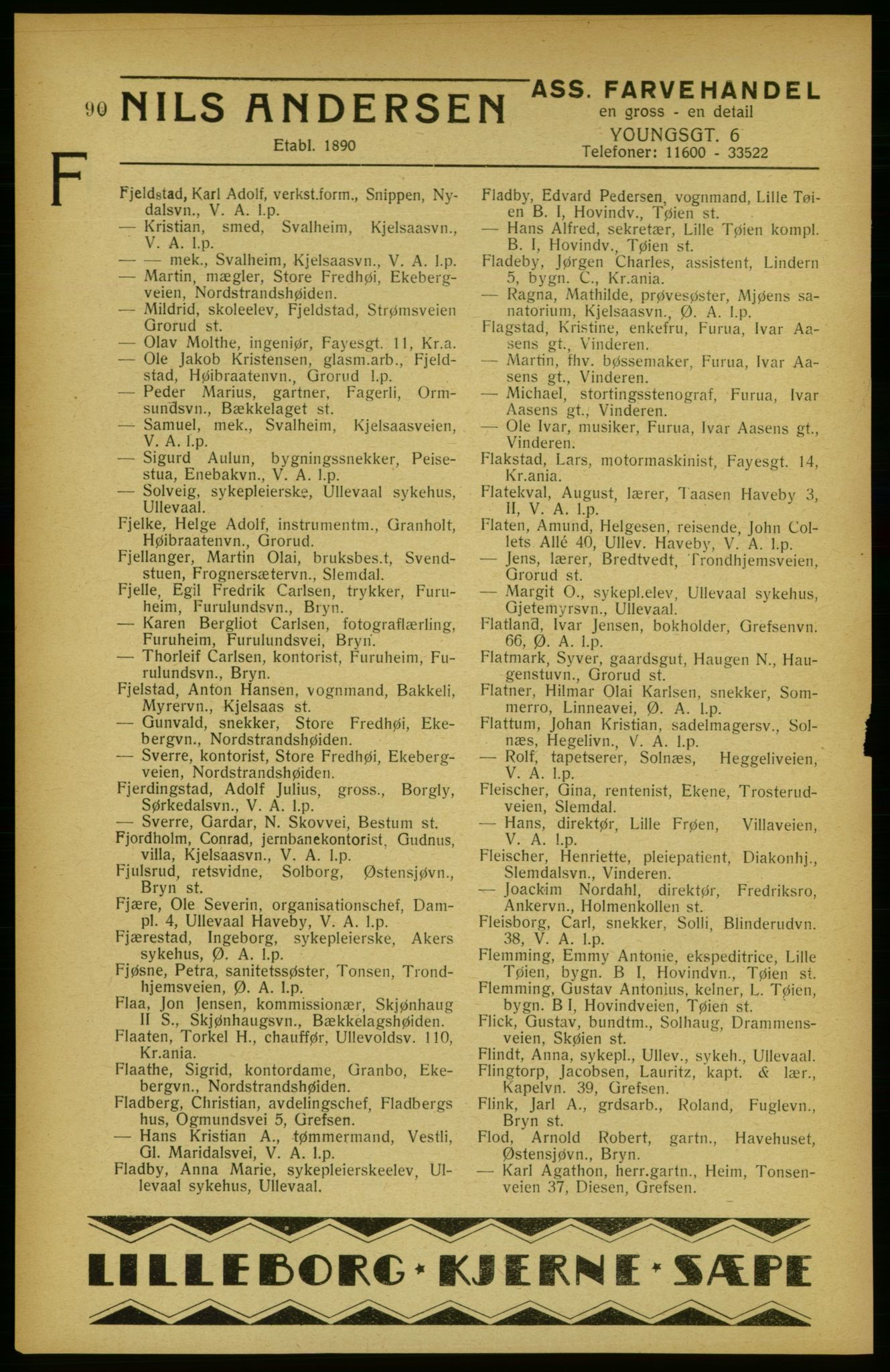 Aker adressebok/adressekalender, PUBL/001/A/002: Akers adressekalender, 1922, s. 90