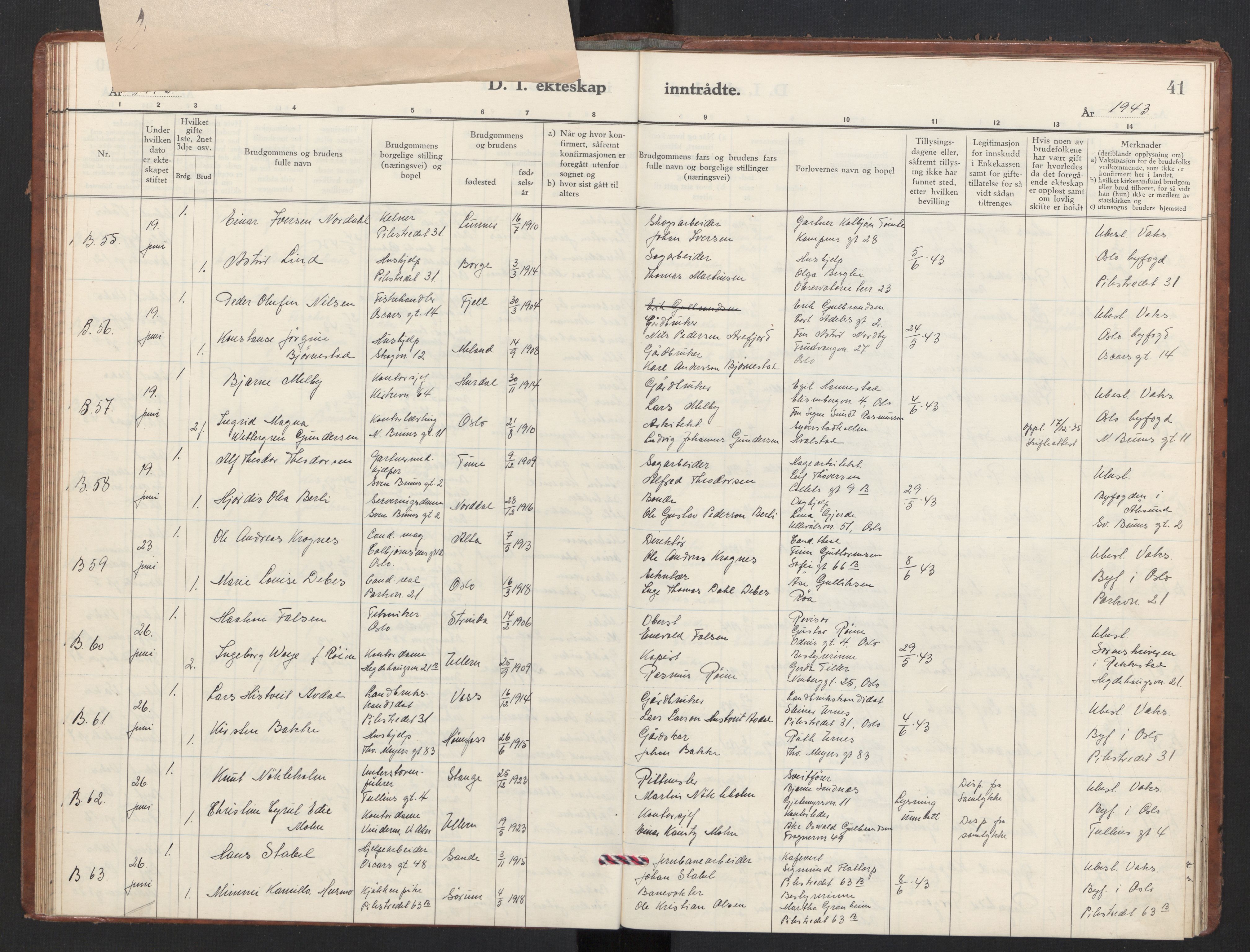 Trefoldighet prestekontor Kirkebøker, AV/SAO-A-10882/F/Fg/L0003: Ministerialbok nr. VII 3, 1940-1948, s. 41