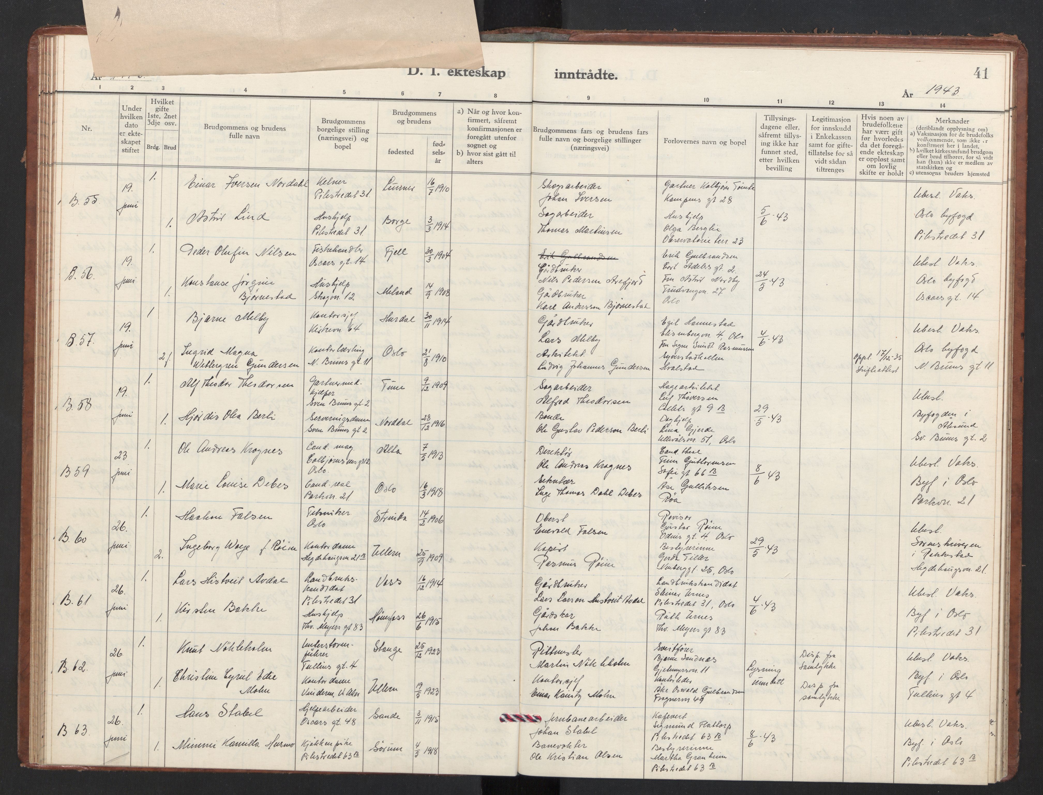 Trefoldighet prestekontor Kirkebøker, SAO/A-10882/F/Fg/L0003: Ministerialbok nr. VII 3, 1940-1948, s. 41