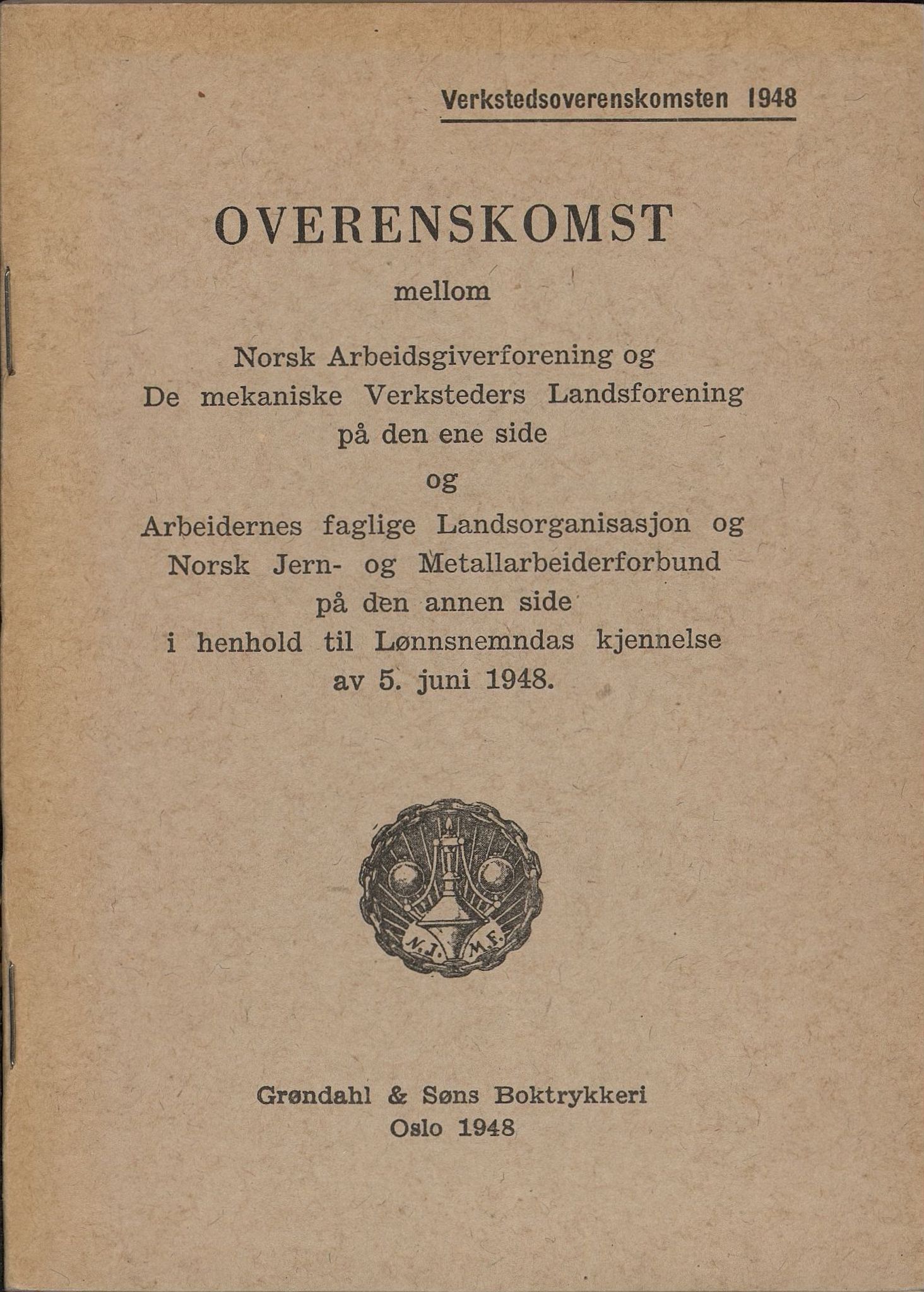 Norsk jern- og metallarbeiderforbund, AAB/ARK-1659/O/L0001/0020: Verkstedsoverenskomsten / Verkstedsoverenskomsten, 1948