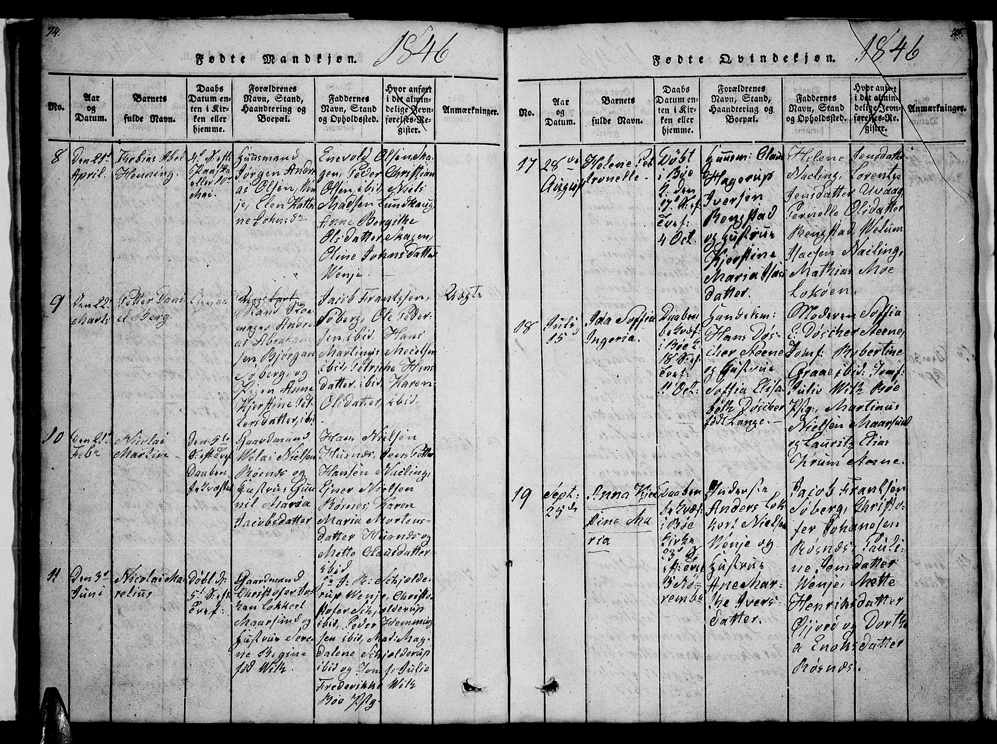 Ministerialprotokoller, klokkerbøker og fødselsregistre - Nordland, AV/SAT-A-1459/891/L1312: Klokkerbok nr. 891C01, 1820-1856, s. 74-75