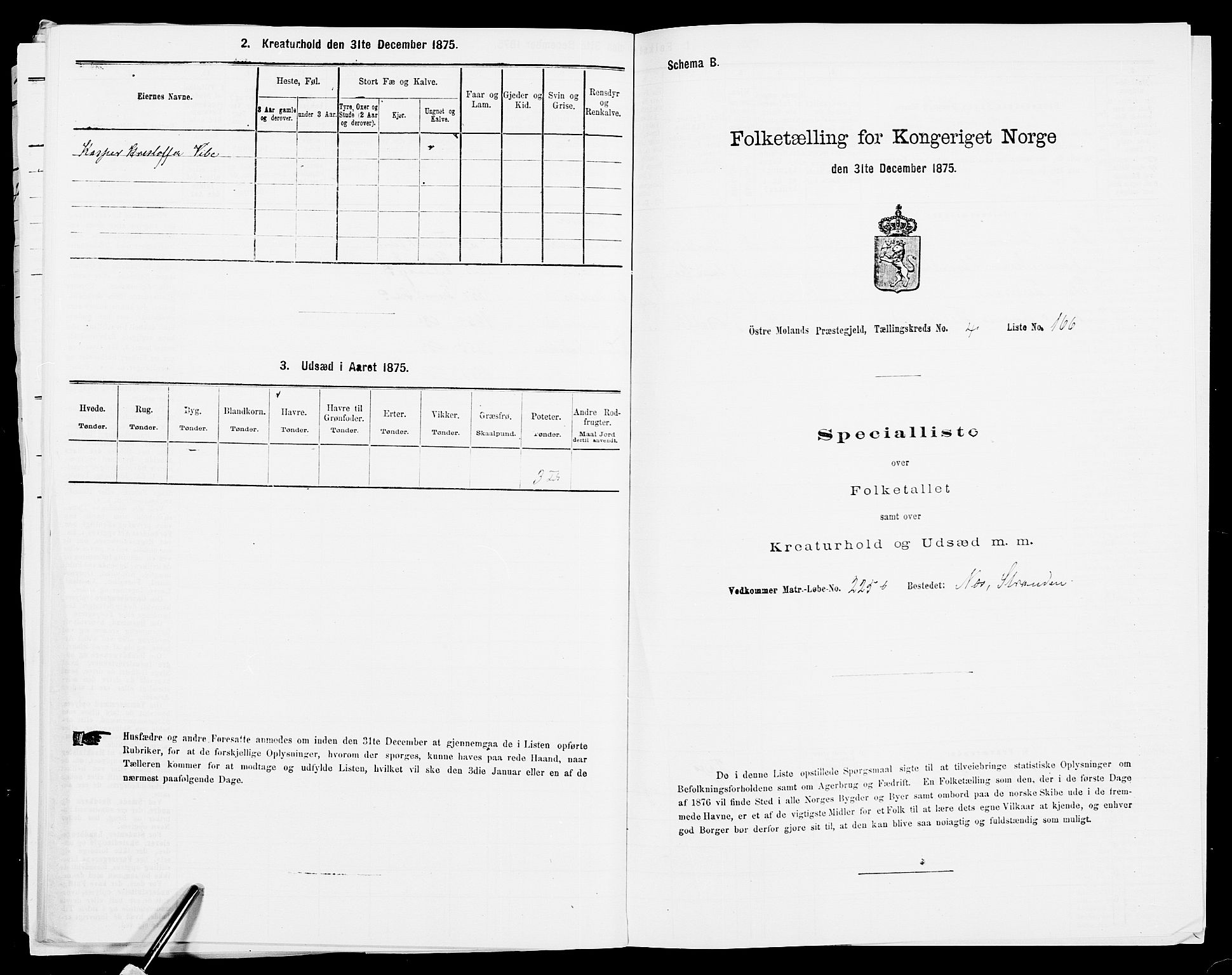 SAK, Folketelling 1875 for 0918P Austre Moland prestegjeld, 1875, s. 1874