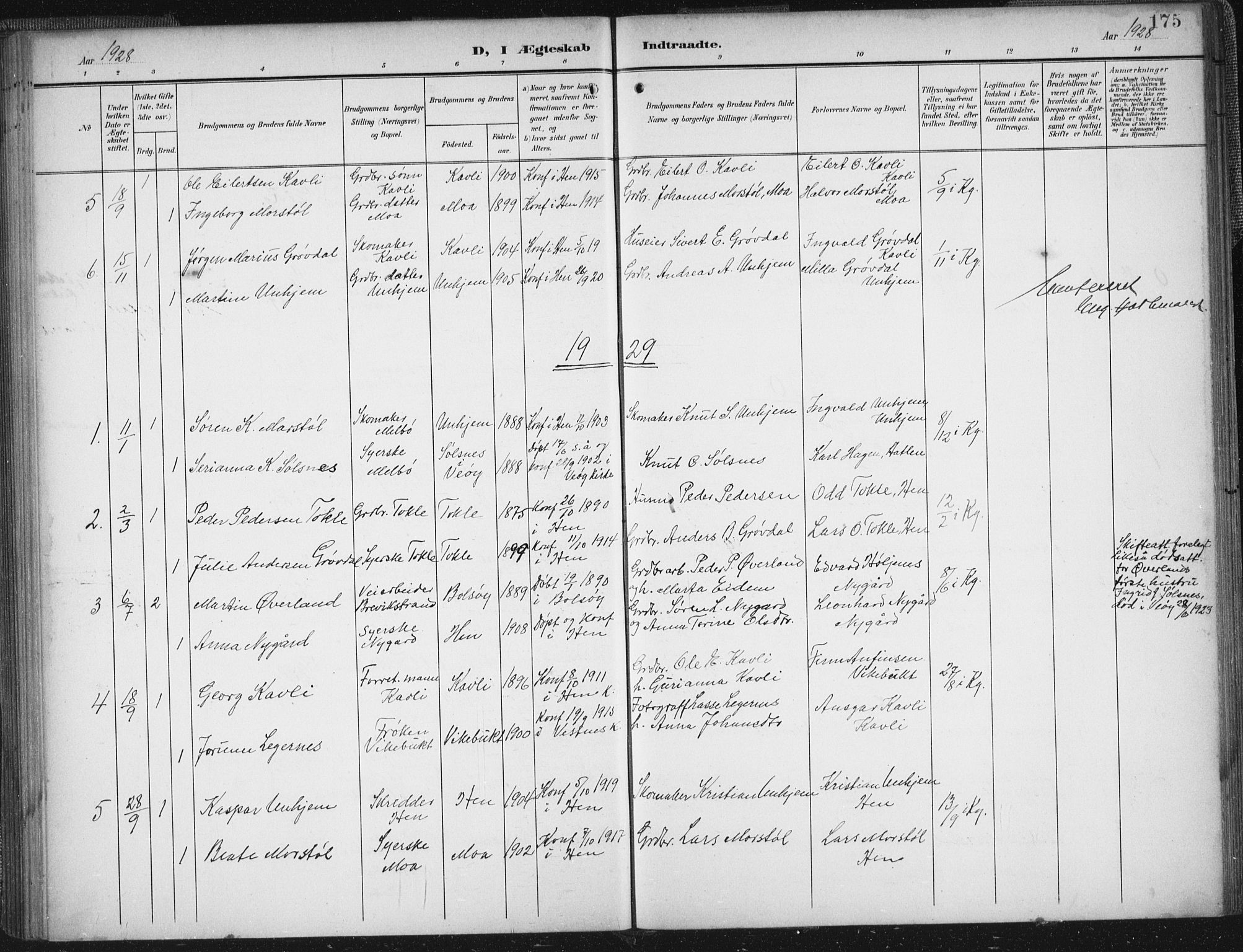 Ministerialprotokoller, klokkerbøker og fødselsregistre - Møre og Romsdal, SAT/A-1454/545/L0589: Klokkerbok nr. 545C03, 1902-1937, s. 175