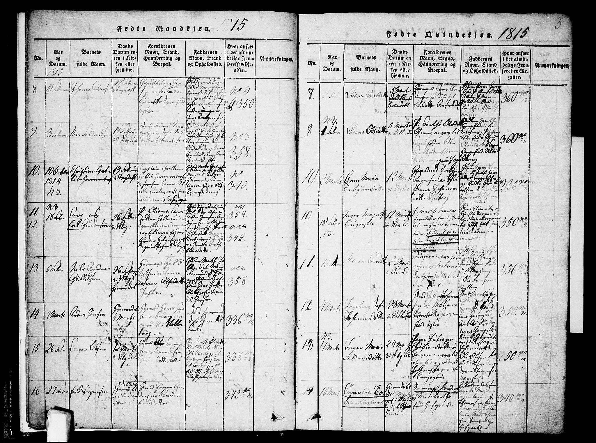 Skjeberg prestekontor Kirkebøker, SAO/A-10923/F/Fa/L0004: Ministerialbok nr. I 4, 1815-1830, s. 3