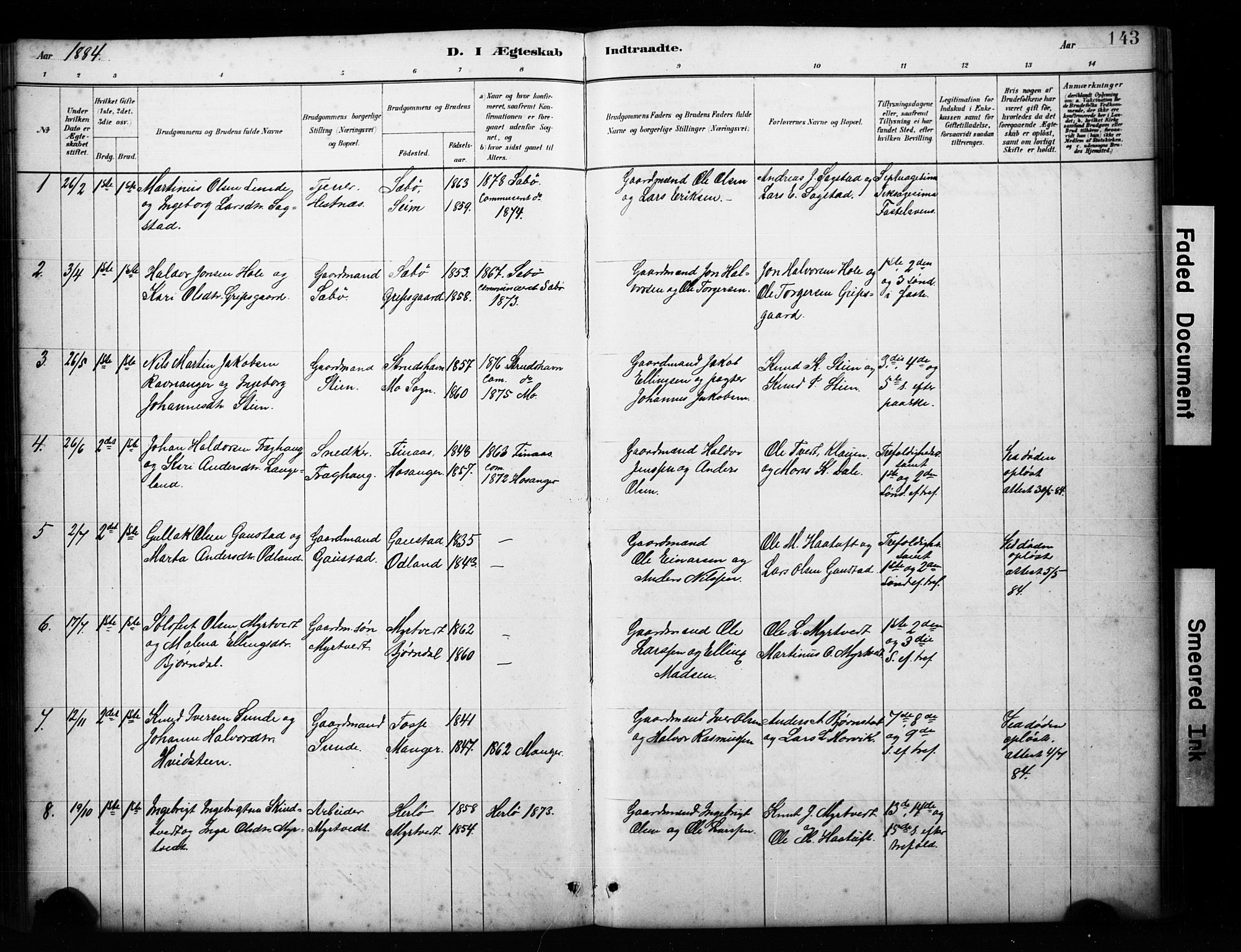Alversund Sokneprestembete, AV/SAB-A-73901/H/Ha/Hab: Klokkerbok nr. C 3, 1881-1894, s. 143