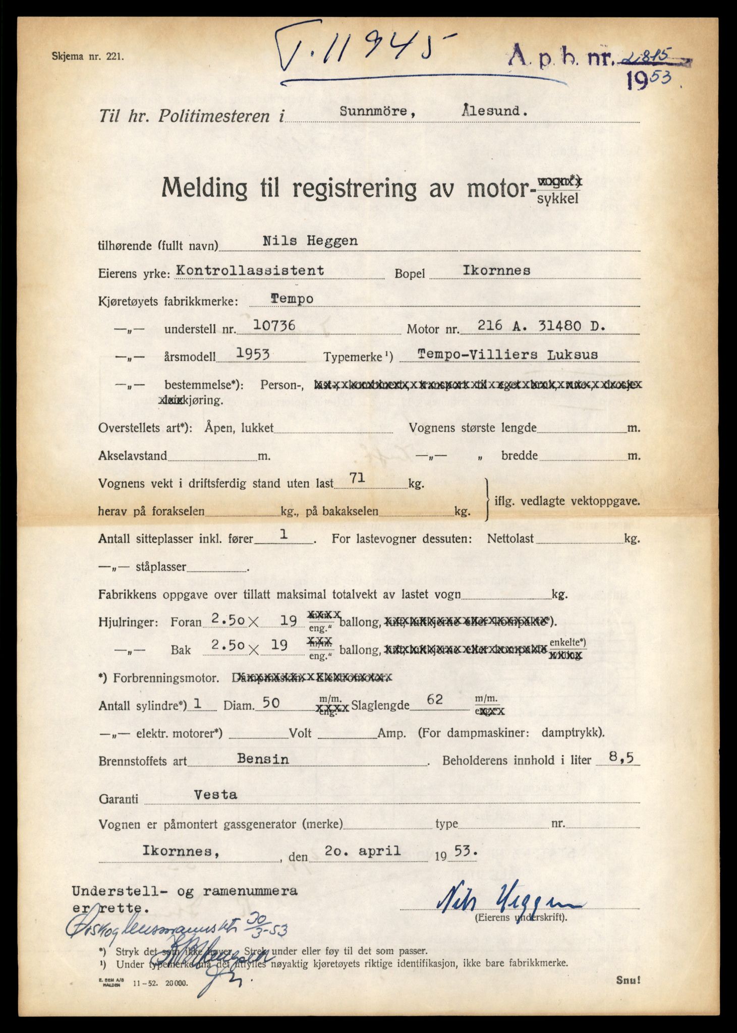 Møre og Romsdal vegkontor - Ålesund trafikkstasjon, AV/SAT-A-4099/F/Fe/L0031: Registreringskort for kjøretøy T 11800 - T 11996, 1927-1998, s. 2487