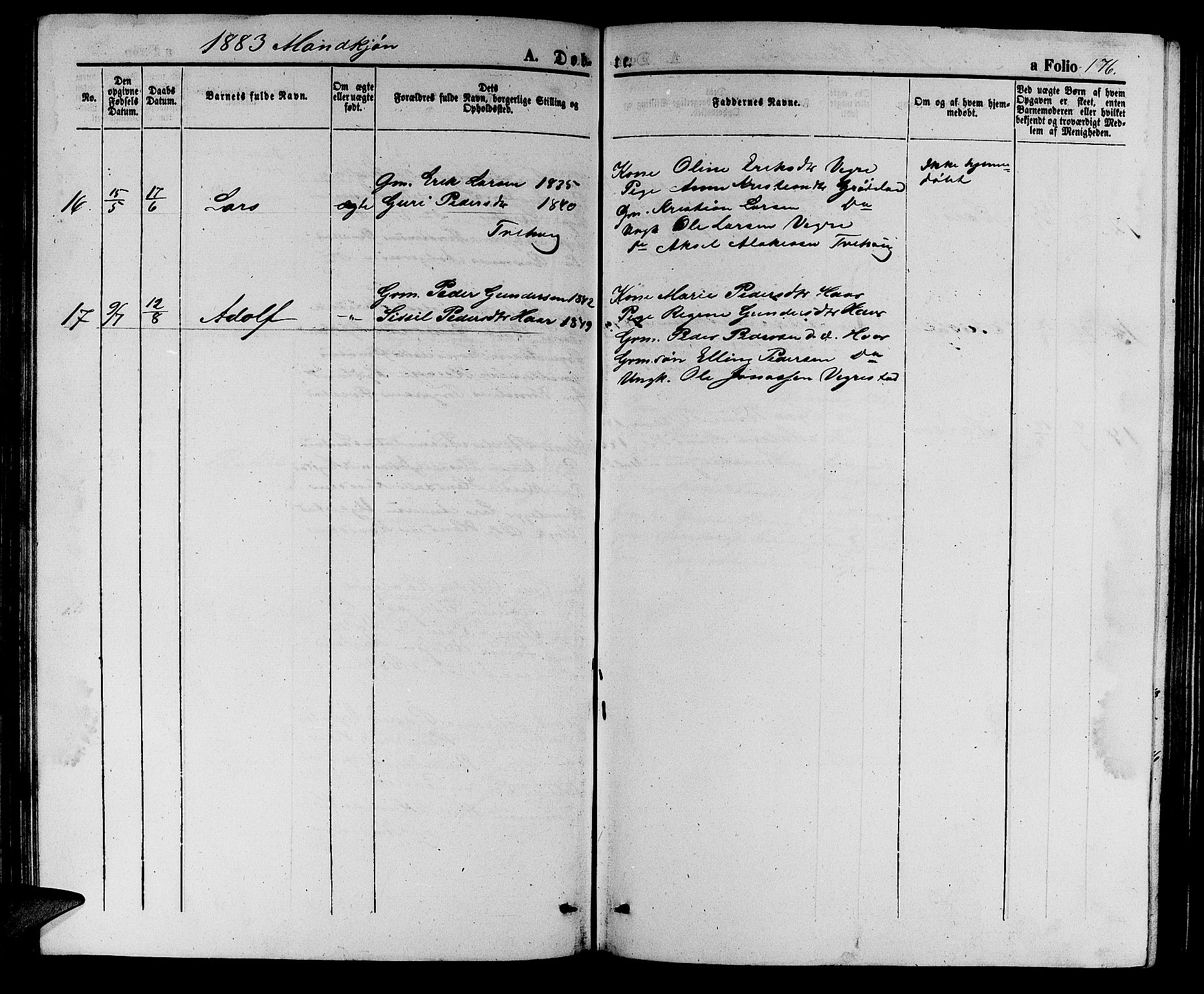 Hå sokneprestkontor, AV/SAST-A-101801/001/30BB/L0002: Klokkerbok nr. B 2, 1854-1883, s. 176