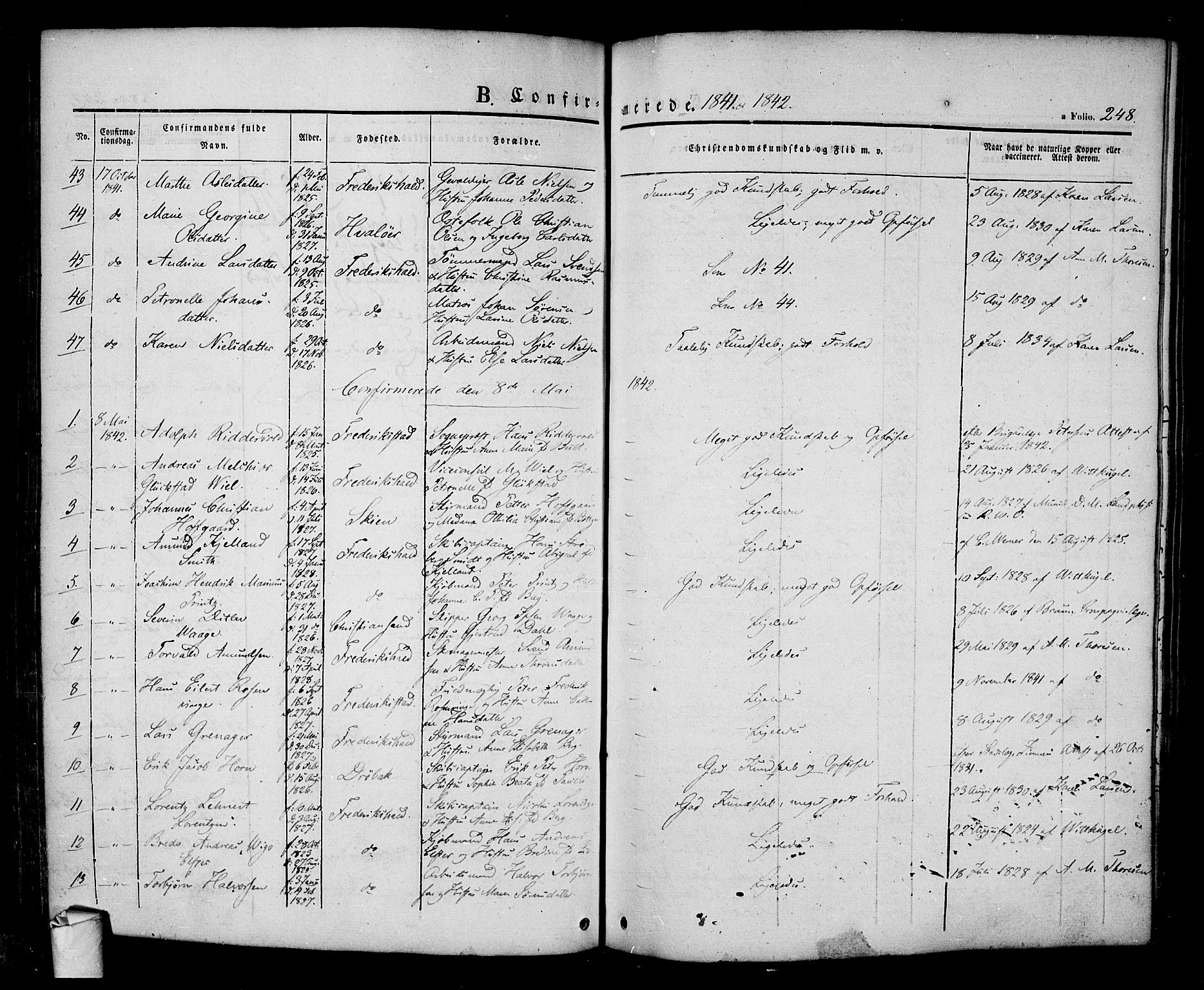 Halden prestekontor Kirkebøker, AV/SAO-A-10909/F/Fa/L0005: Ministerialbok nr. I 5, 1834-1845, s. 248