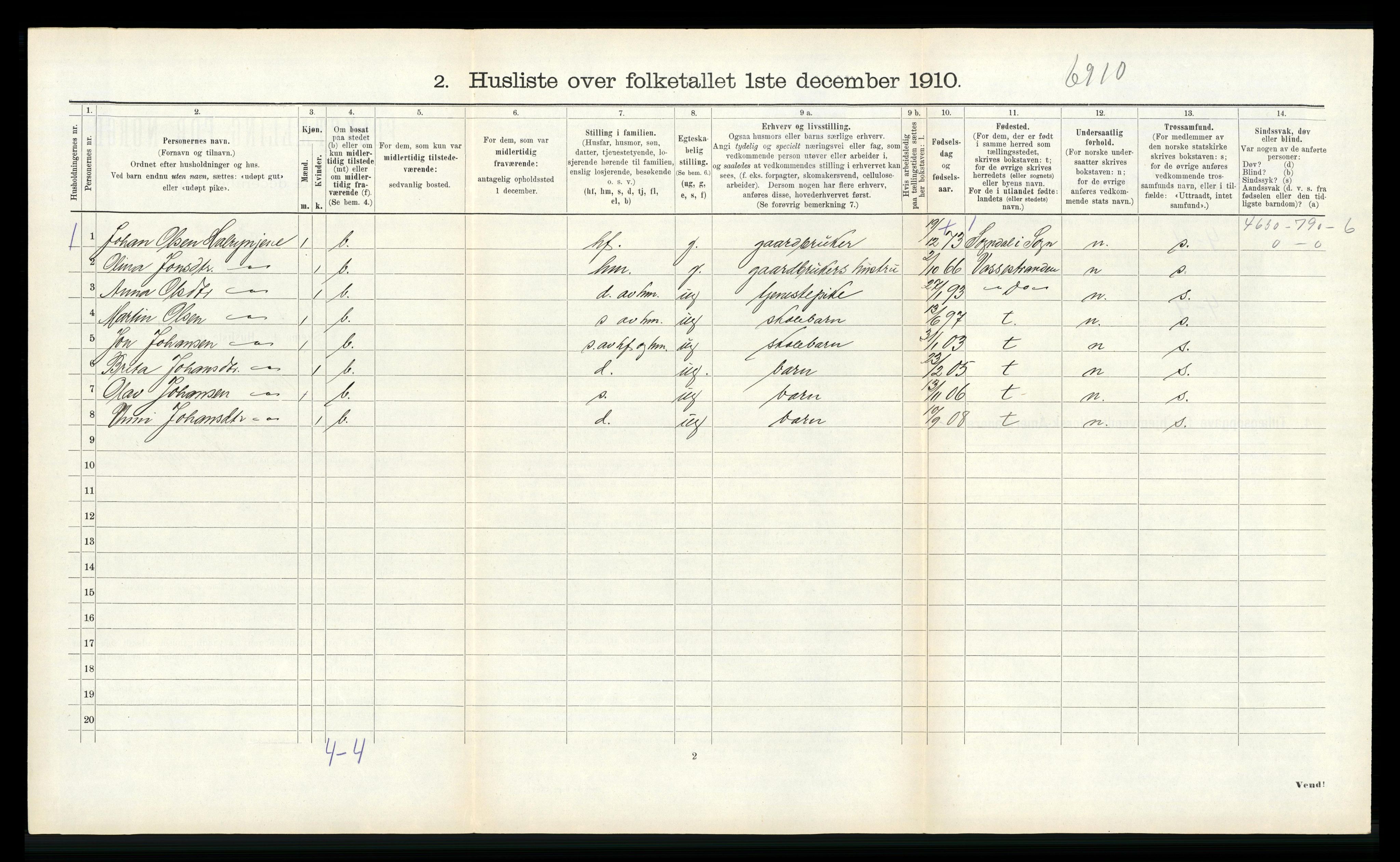 RA, Folketelling 1910 for 1417 Vik herred, 1910, s. 314